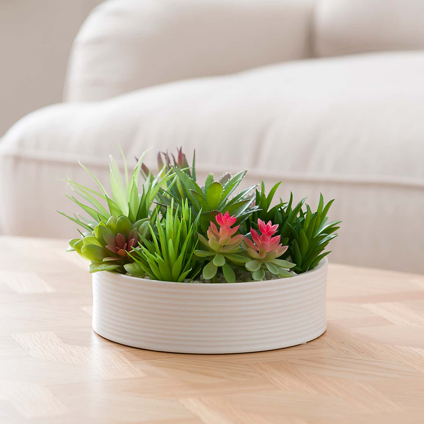 Artificial Succulent in Round Ceramic Plant Pot