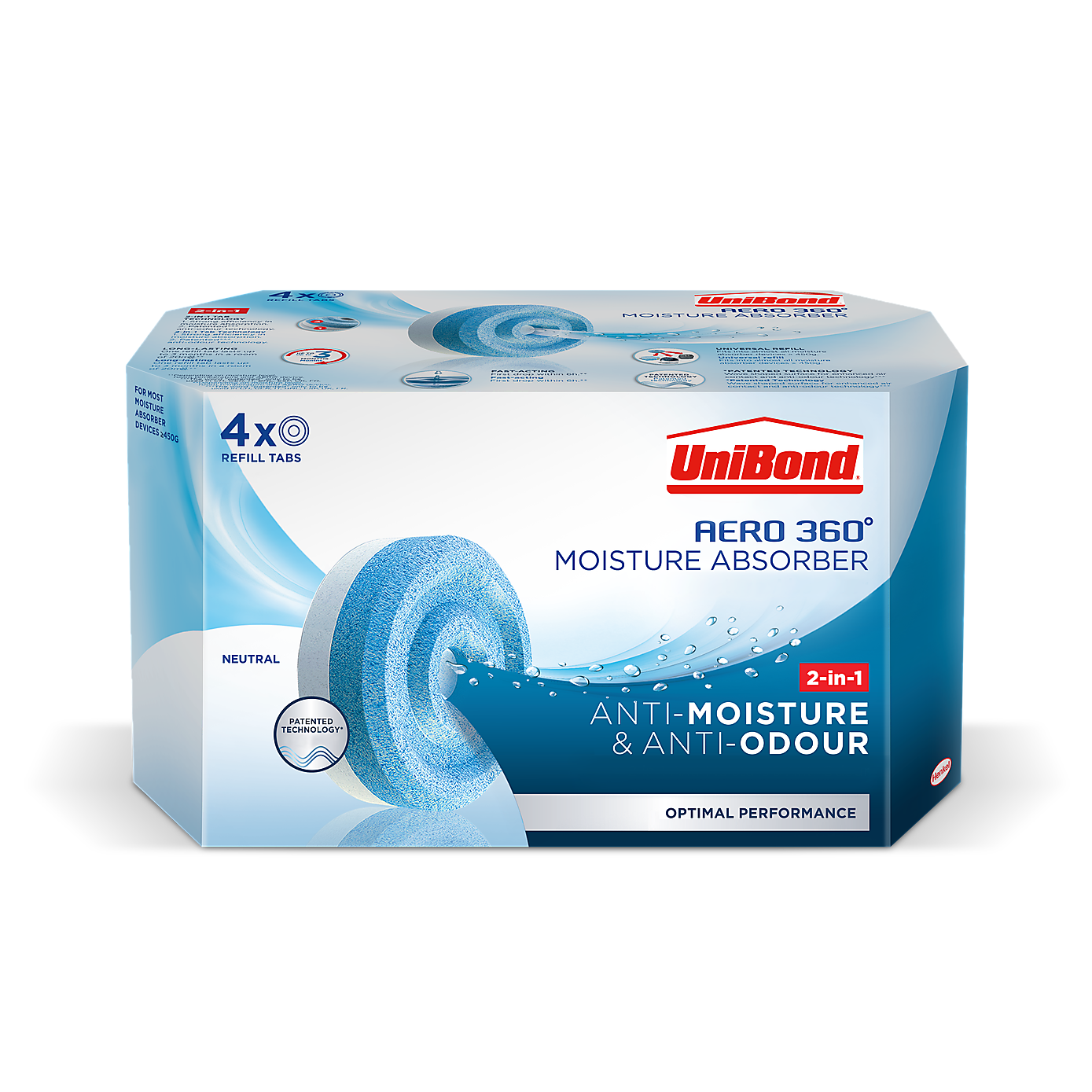 UniBond Aero 360 Moisture Absorber Neutral Refill x4