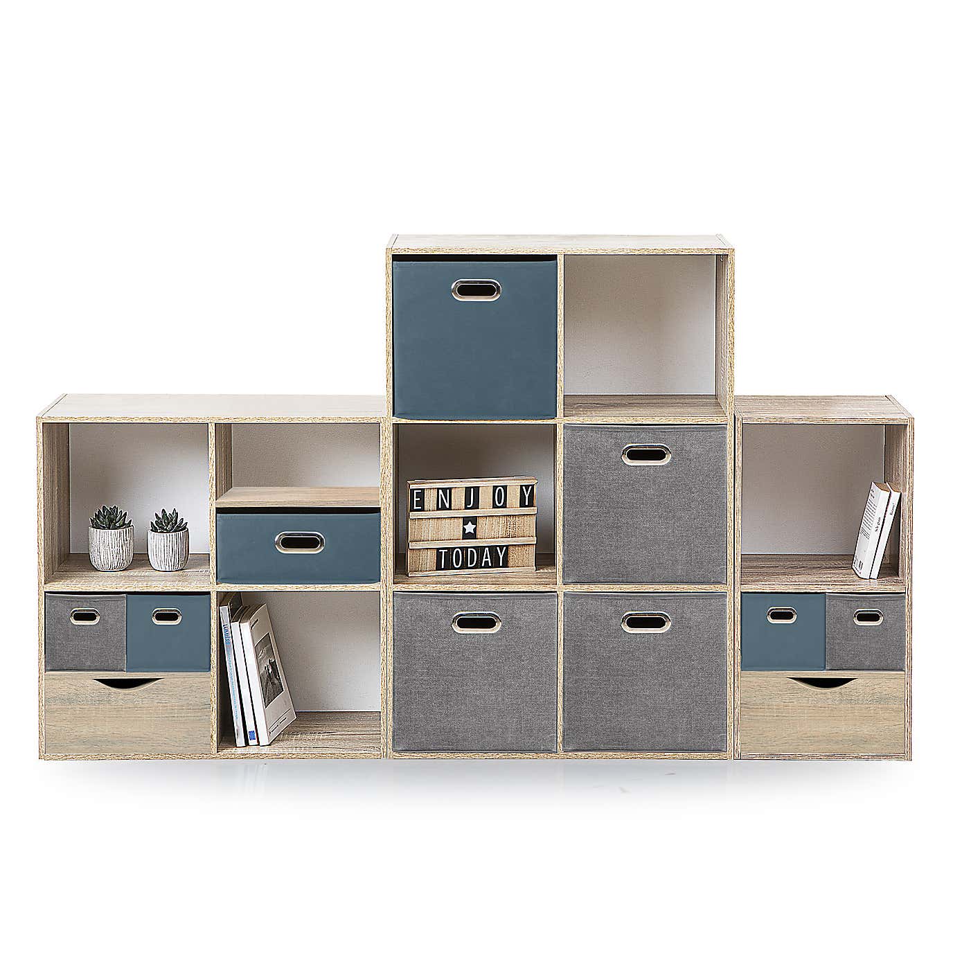 Mix and Modul Set of 2 Linen Effect Cube Storage Boxes