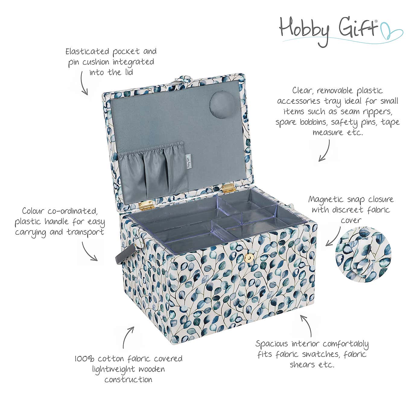 Hobby Gift Botanical Large Sewing Basket