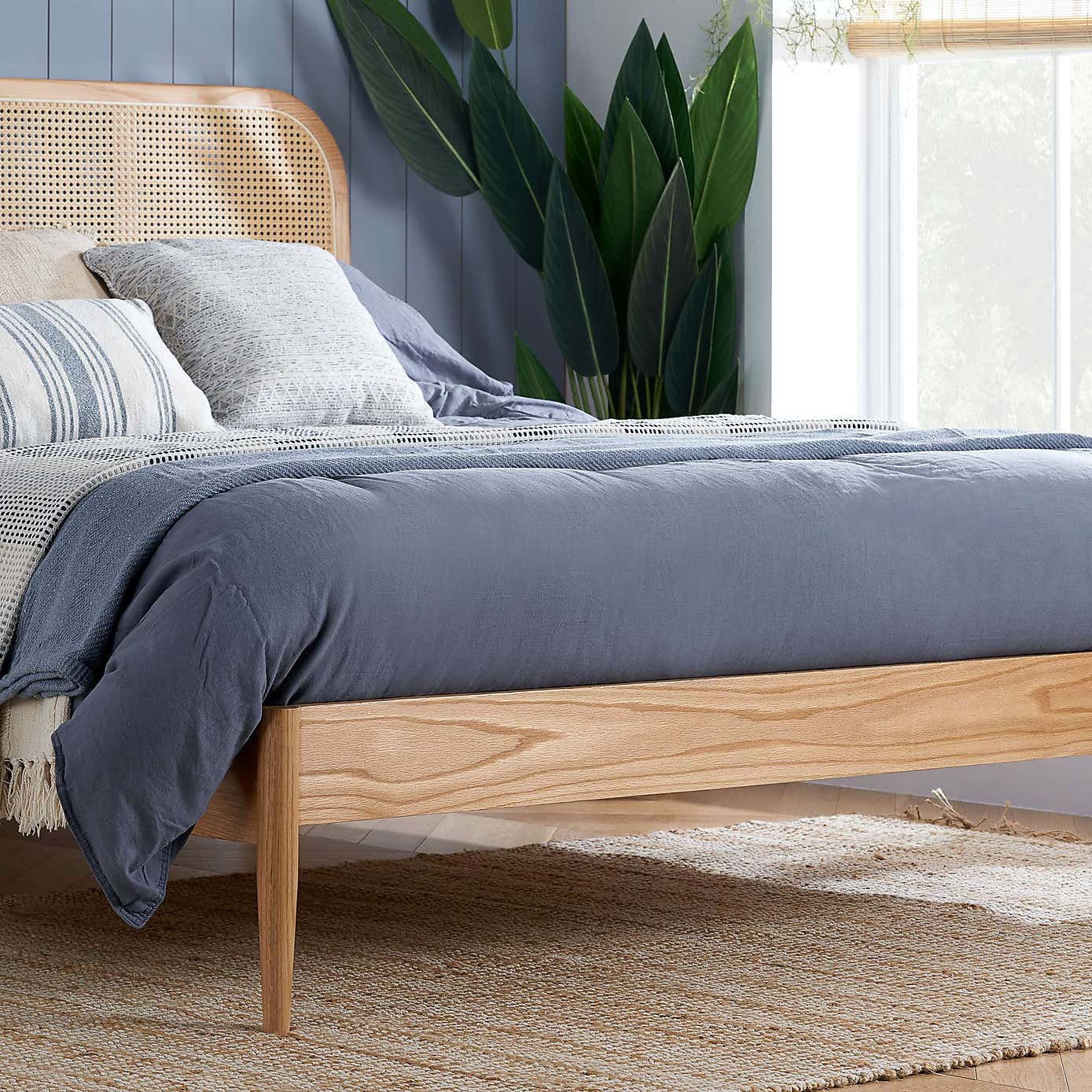 Birlea Elina Rattan Bed Frame, Oak