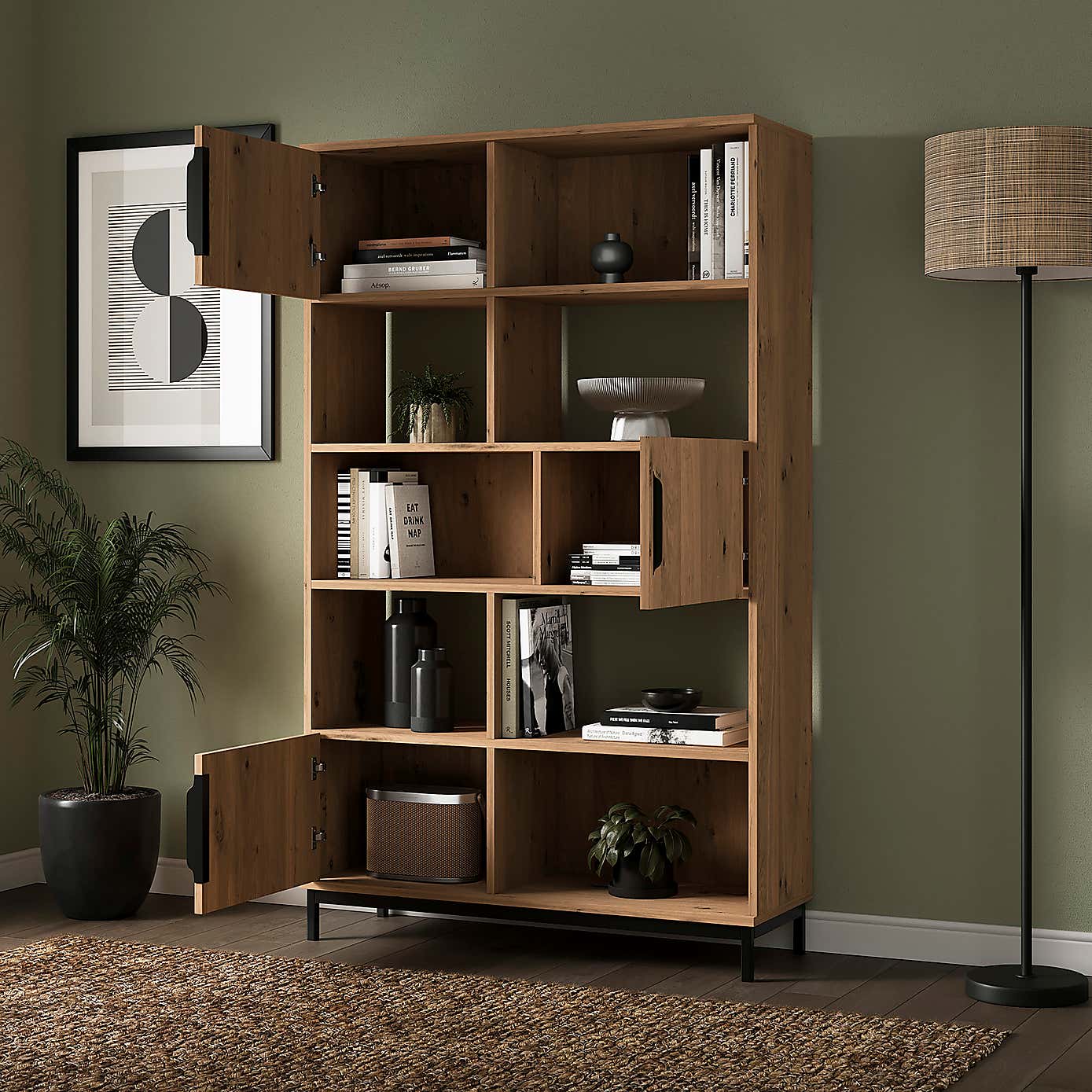 Reynolds Shelving Unit, Rustic Oak Effect  