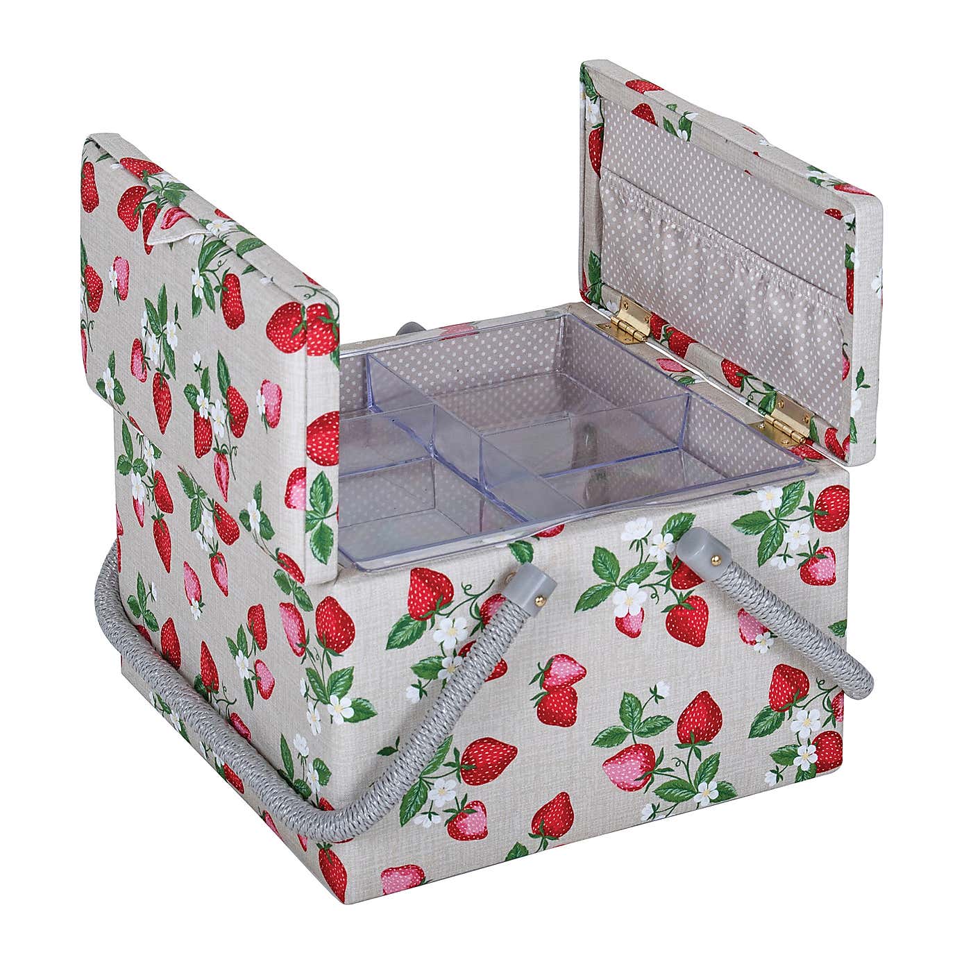 Hobby Gift Strawberry Greenhouse Square TwinLid Sewing Basket