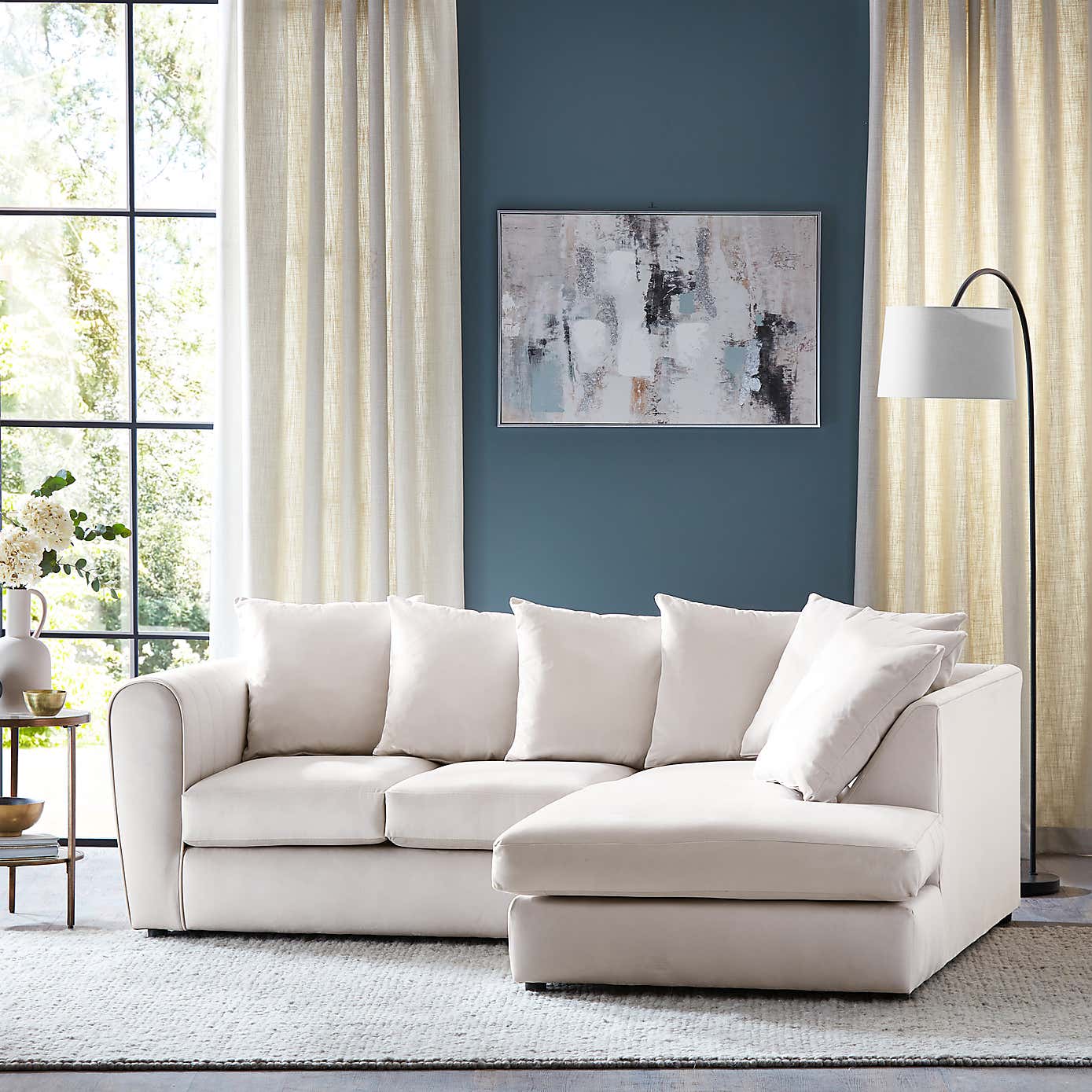 Blake Opulent Velvet Curved Quilted Arm Corner Sofa