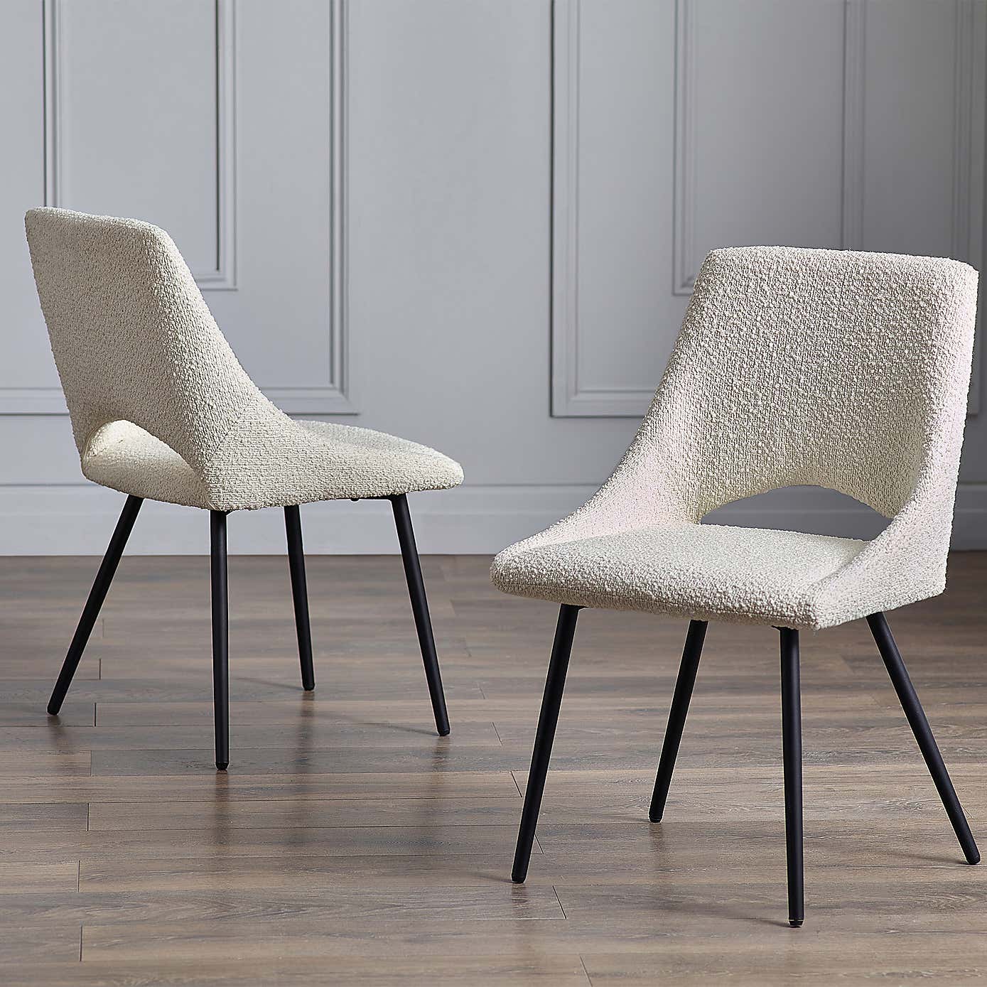 Iris Set Of 2 Dining Chairs, Boucle