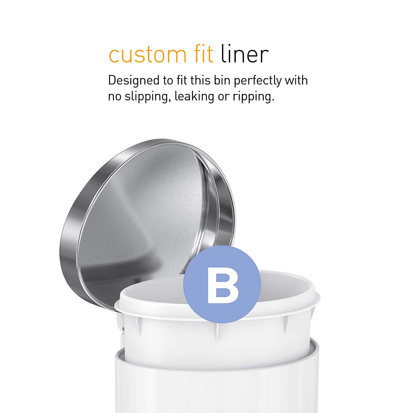 simplehuman White 6 Litre Semi Round Bin