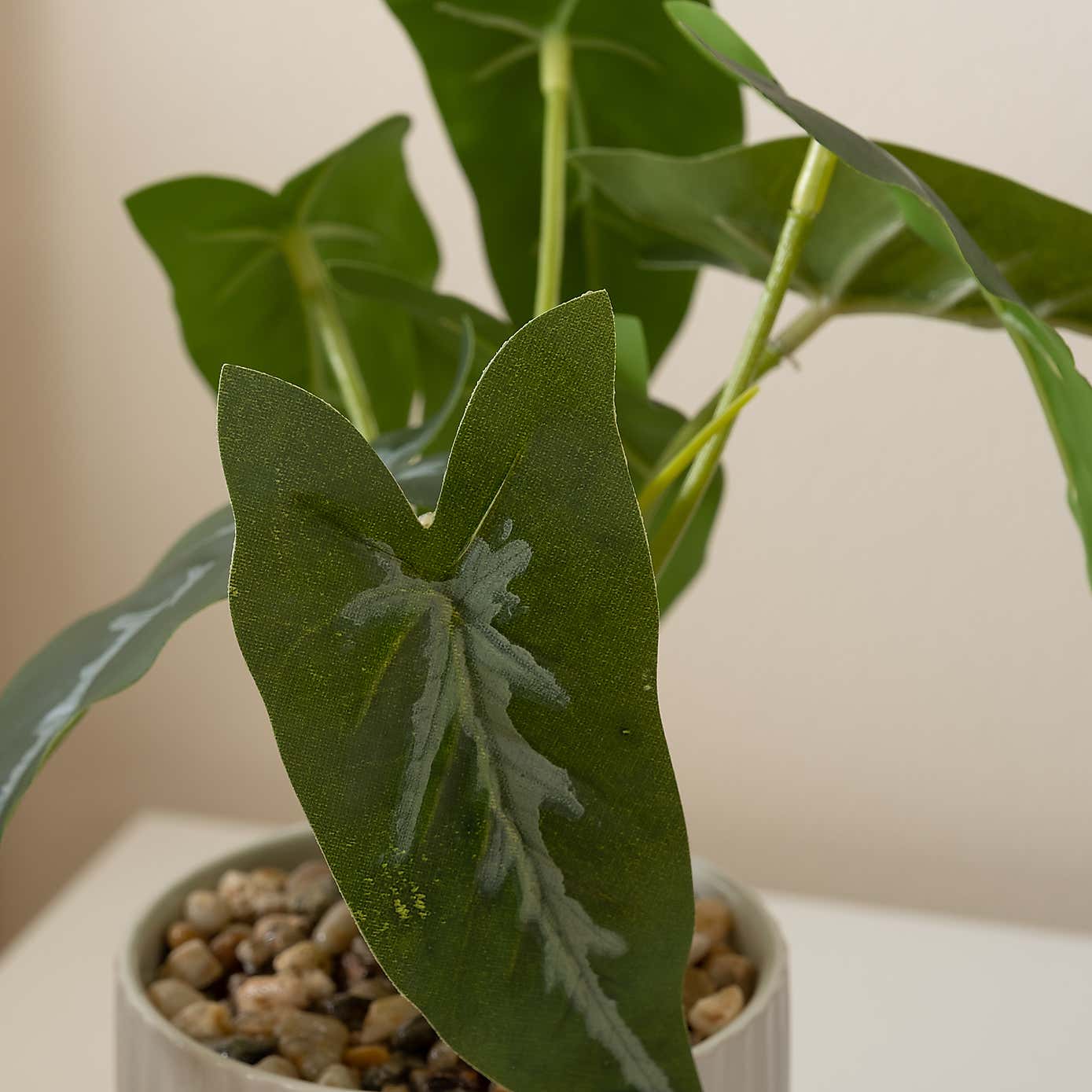 Artificial Set of 3 Plants in Ribbed Ceramic Plant Pot