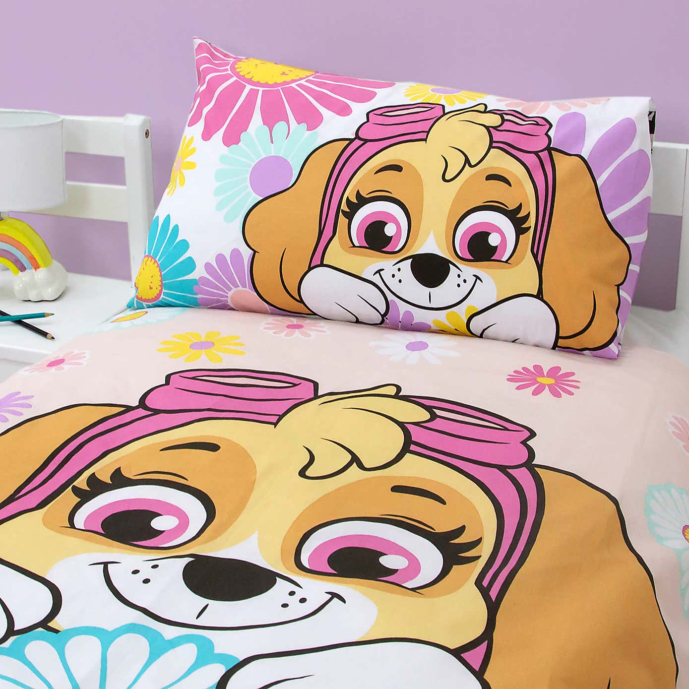 Paw Patrol Flowers Toddler Duvet Cover and Pillowcase Set