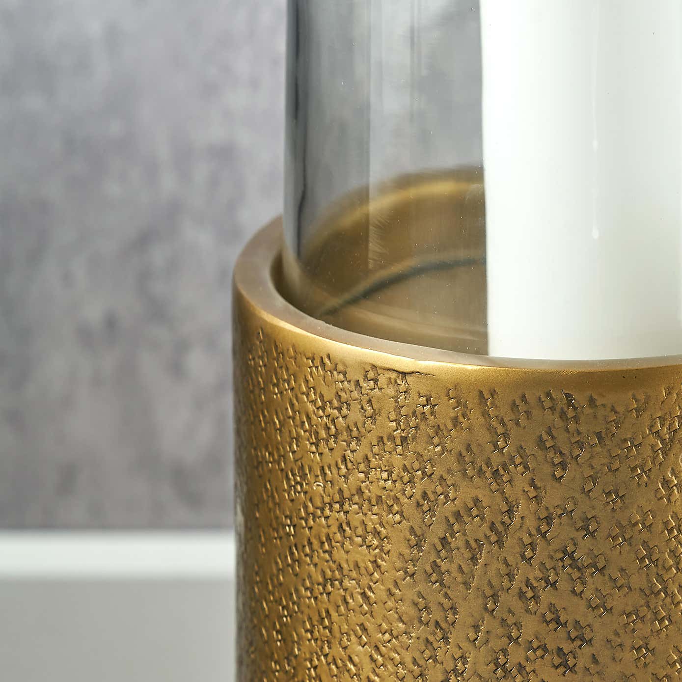 Metal & Glass Pedestal Hurricane Candle Holder