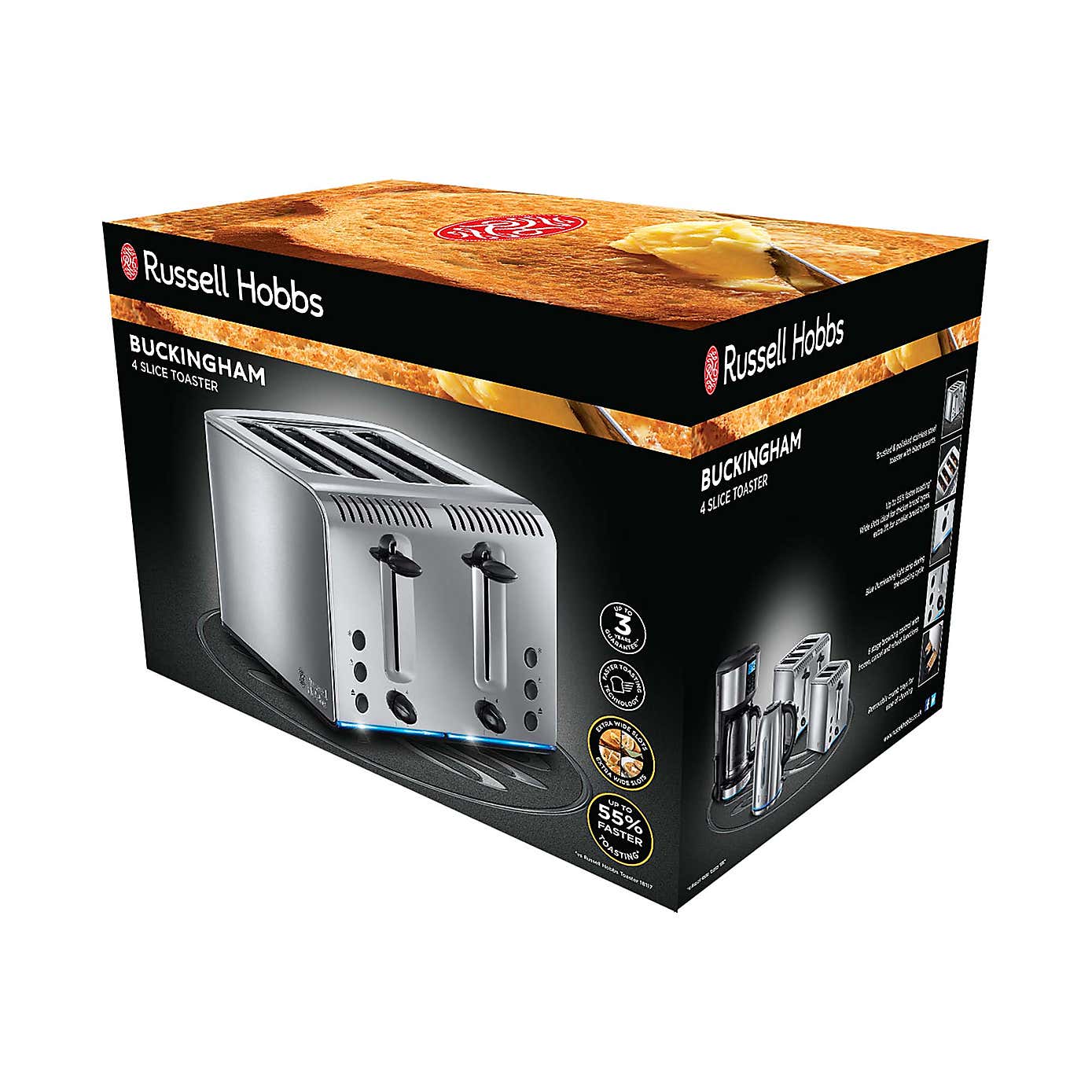 Russell Hobbs Buckingham 4 Slice Stainless Steel Toaster