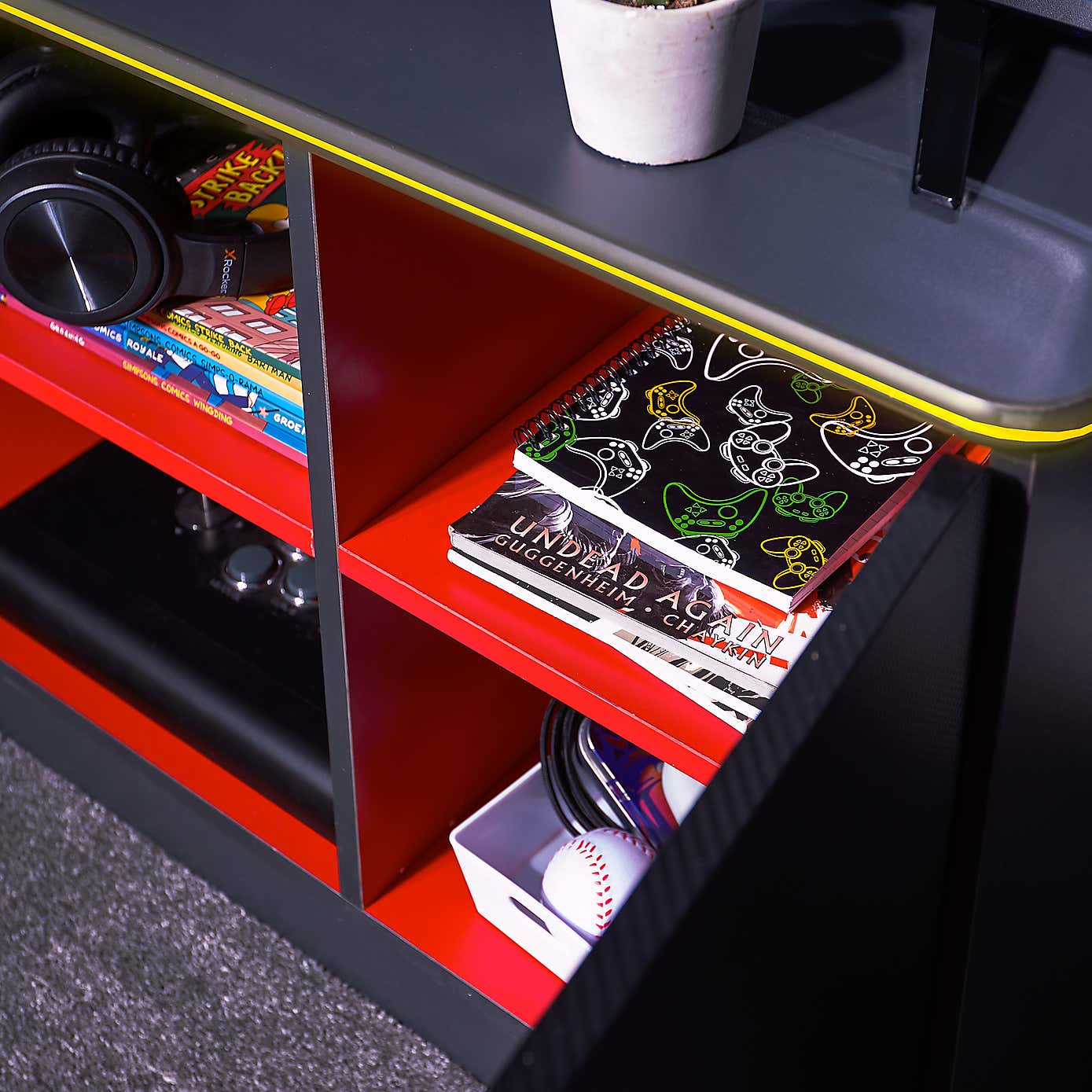 X Rocker White Carbon Tek TV Media Cabinet with Neo Fibre LED