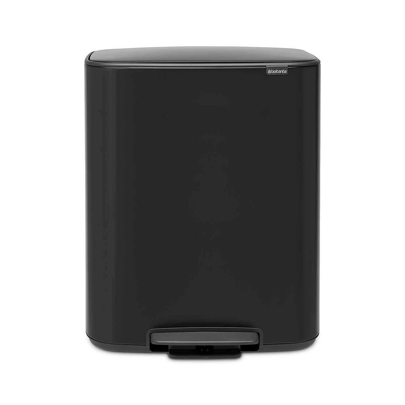 Bo Matt Black 2 x 30 Litre Pedal Bin