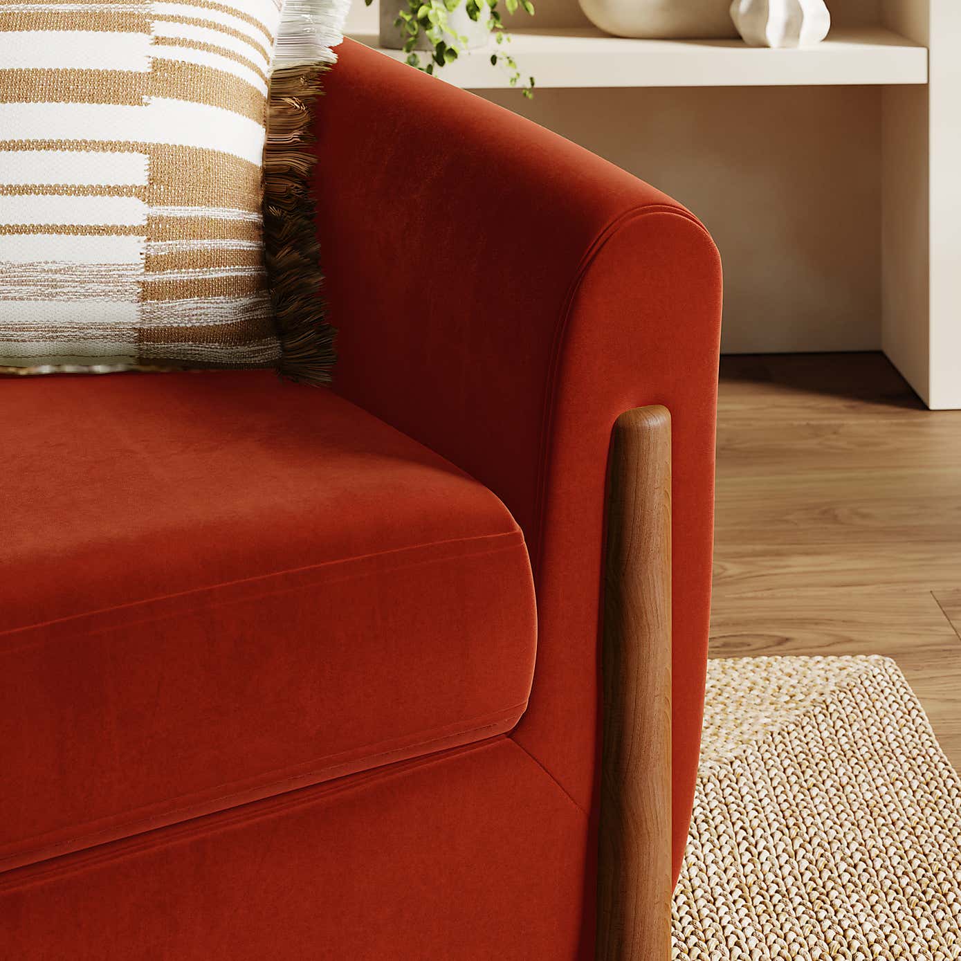 Polly Velvet Wooden Arm Tub Chair