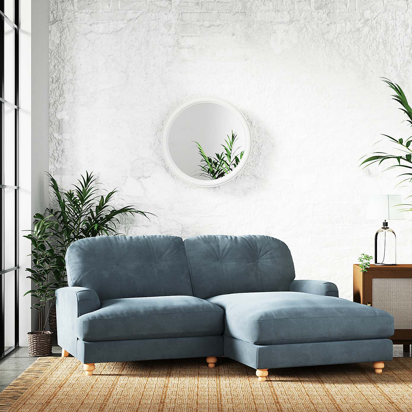 Martha Vintage Chenille Corner Chaise Sofa