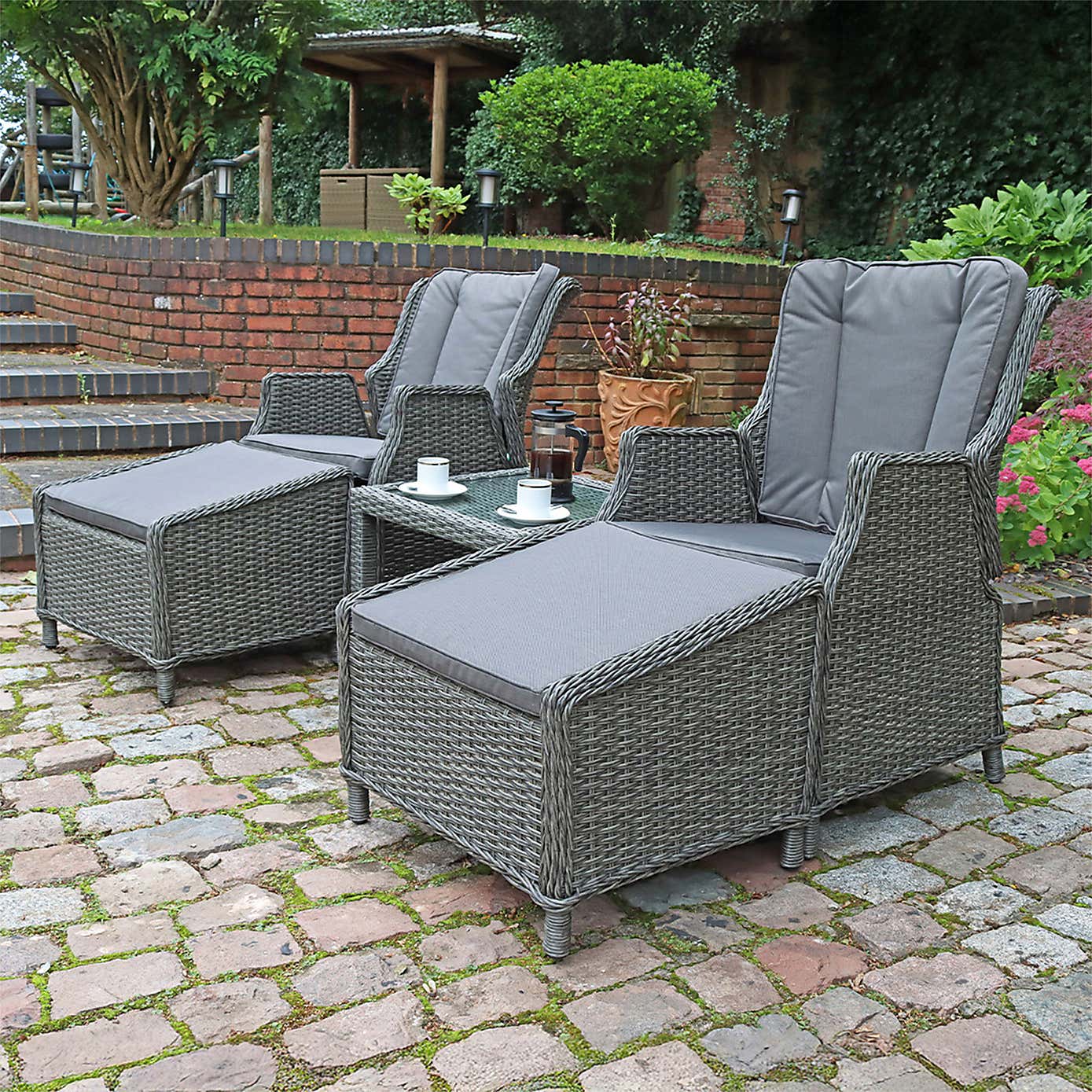 A.Mir Paris 5 Piece Deluxe Outdoor Reclining Chair Set