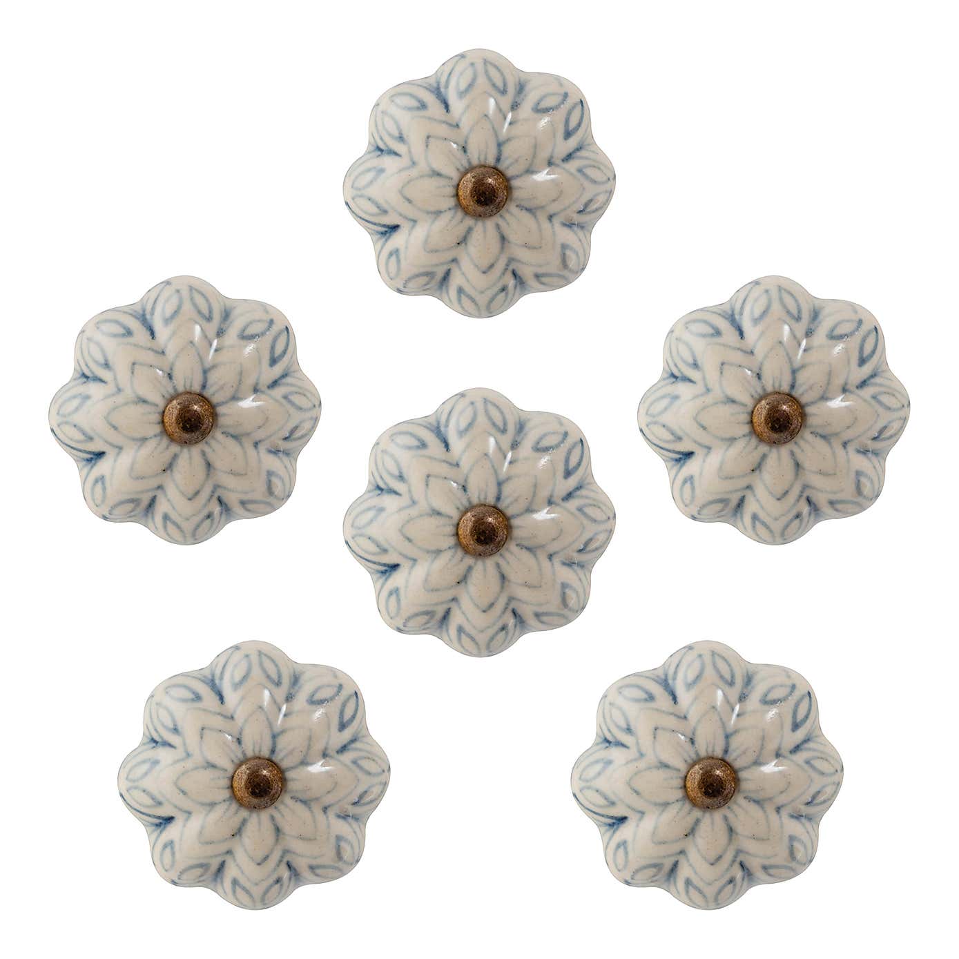 Pack of 6 Nicola Spring Floral Drawer Knobs