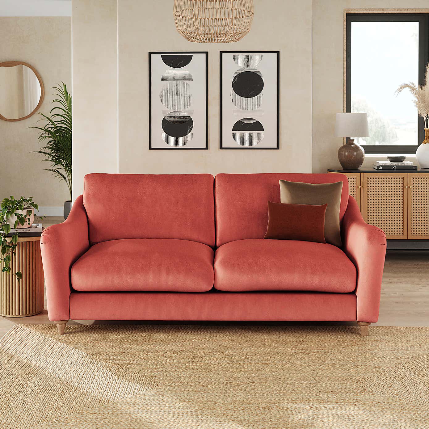 Hattie Matte Plush Velvet 3 Seater Sofa