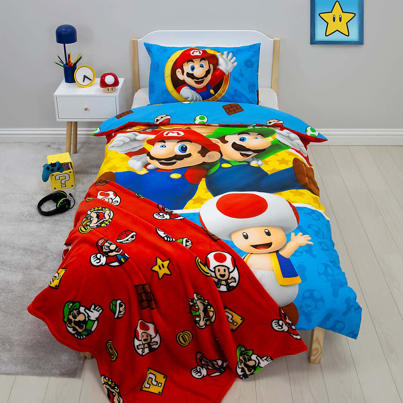 Nintendo Super Mario Splitter Reversible Single Duvet & Pillowcase Set