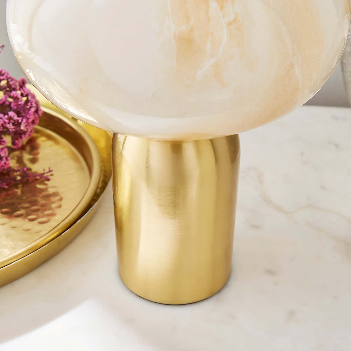 Lacey Alabaster Metal Touch Table Lamp