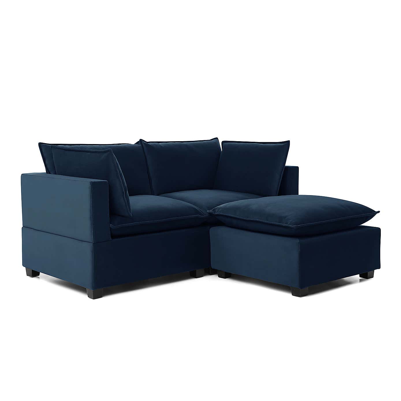 Moda 2 Seater Modular Sofa with Chaise, Navy Velvet