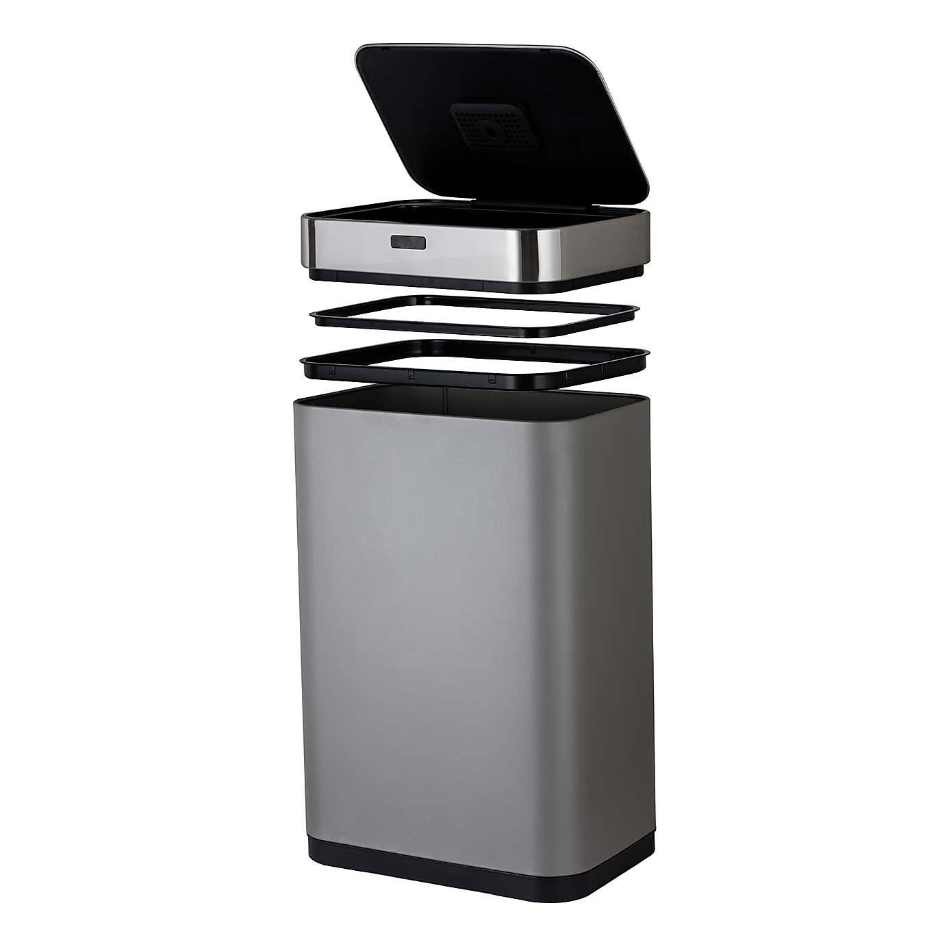 Tower 75 Litre Silver Rectangular Sensor Bin