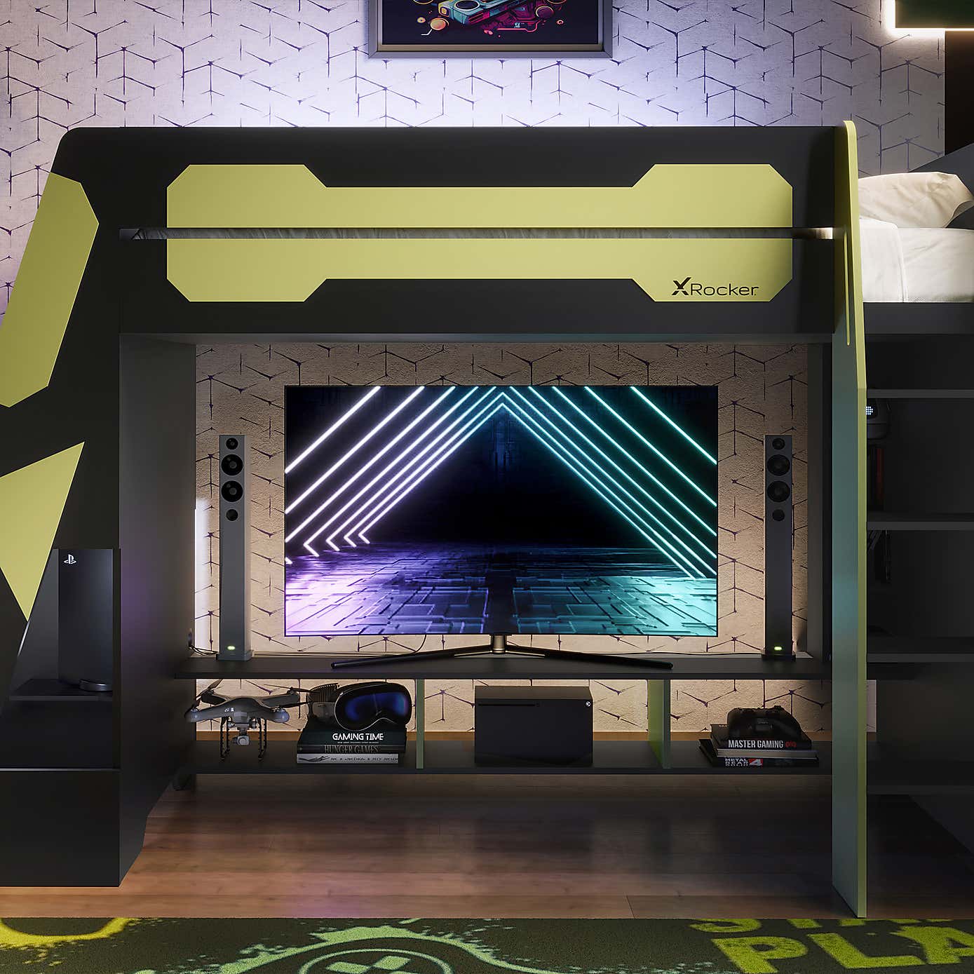 X Rocker Garrison High Sleeper Gaming Bed with Desk