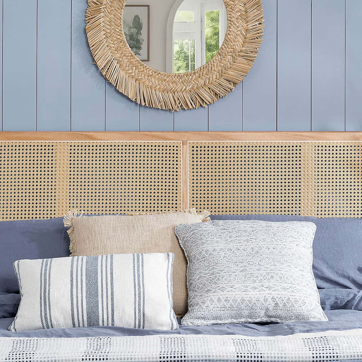 Birlea Elina Rattan Bed Frame, Oak