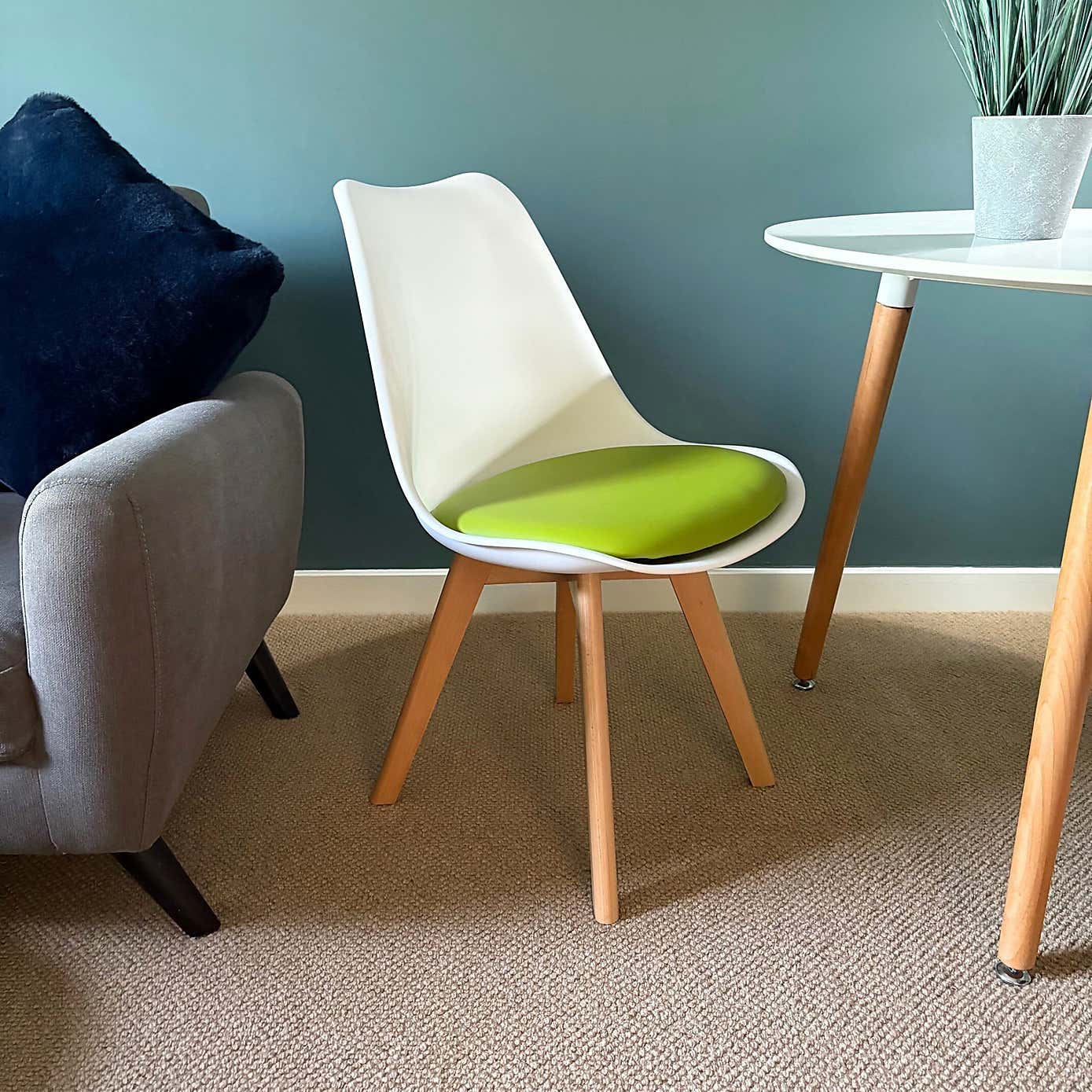 Fusion Living Soho White Plastic Dining Chair with Squared Legs