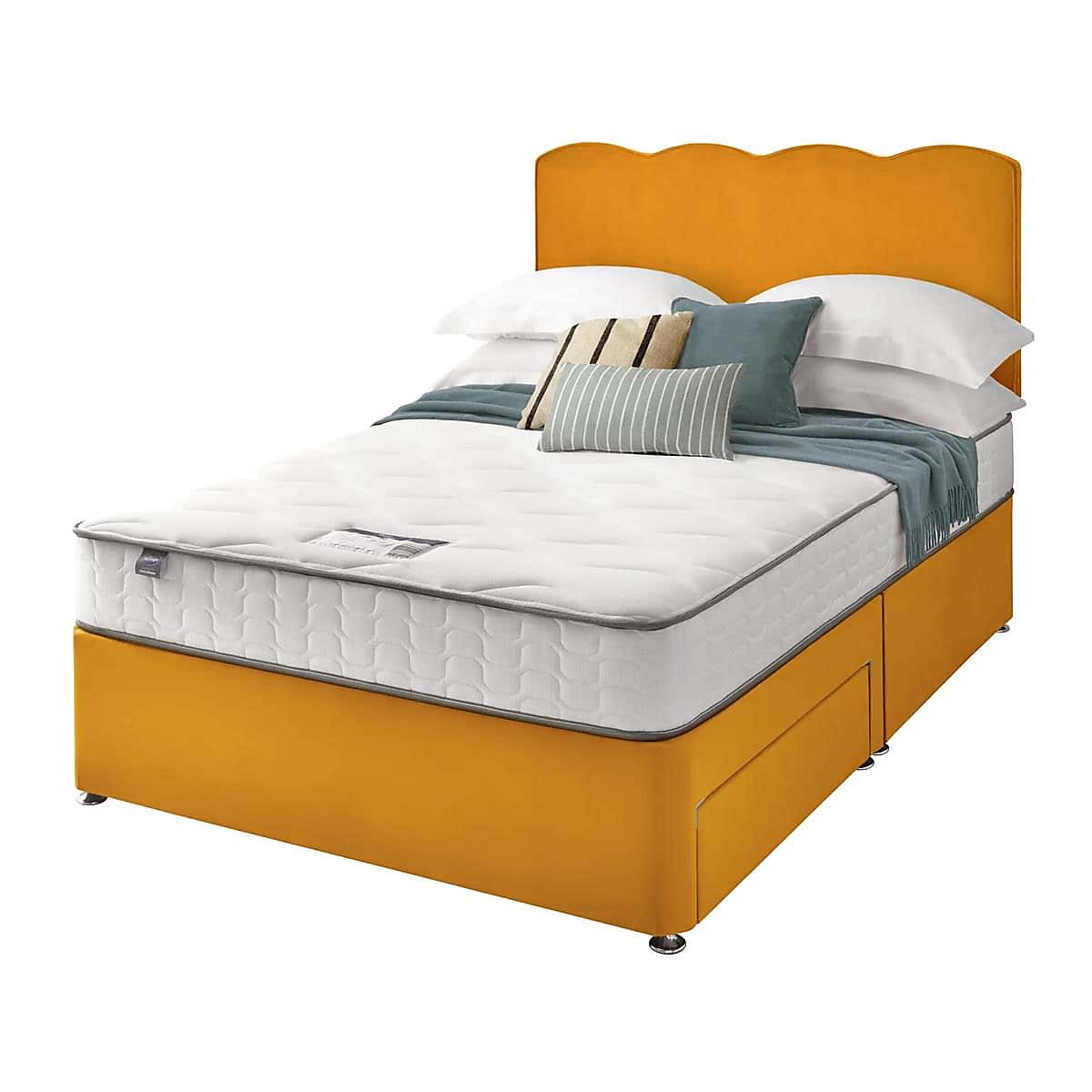 Silentnight 2 Drawer Divan Bed With Velvet Wave Headboard