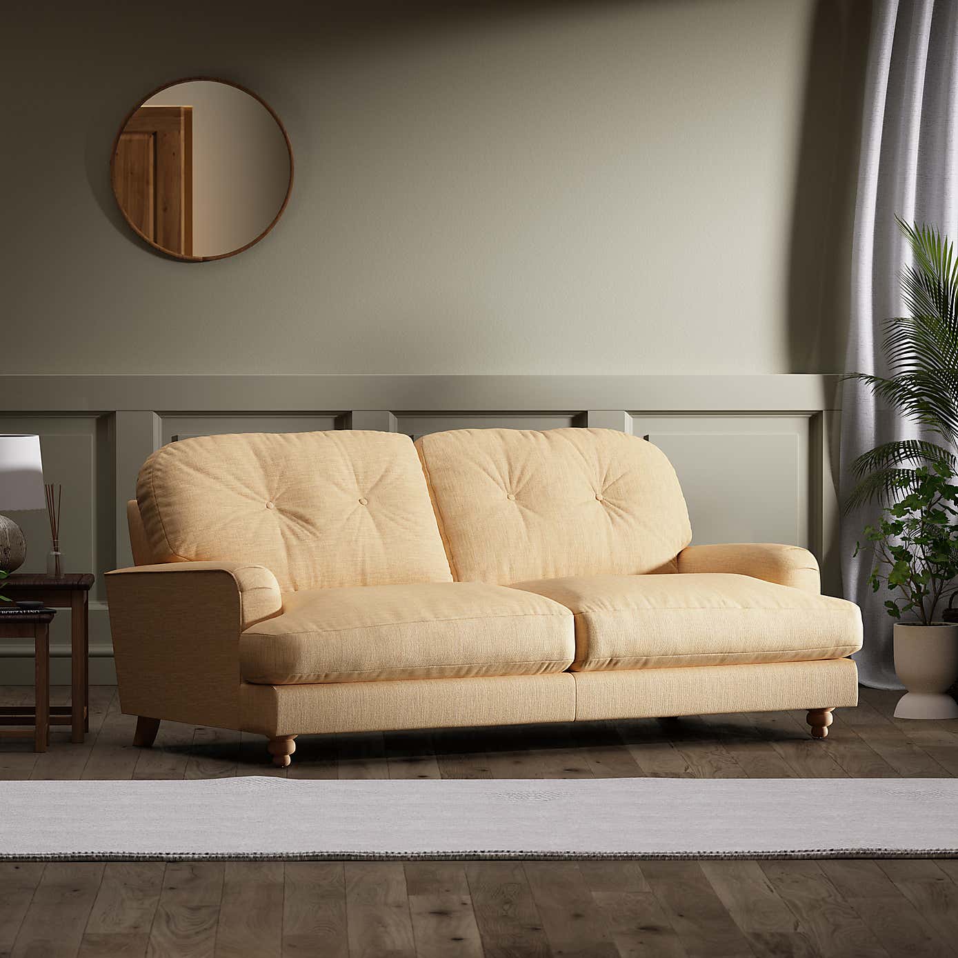 Martha Faux Linen 3 Seater Sofa Natural