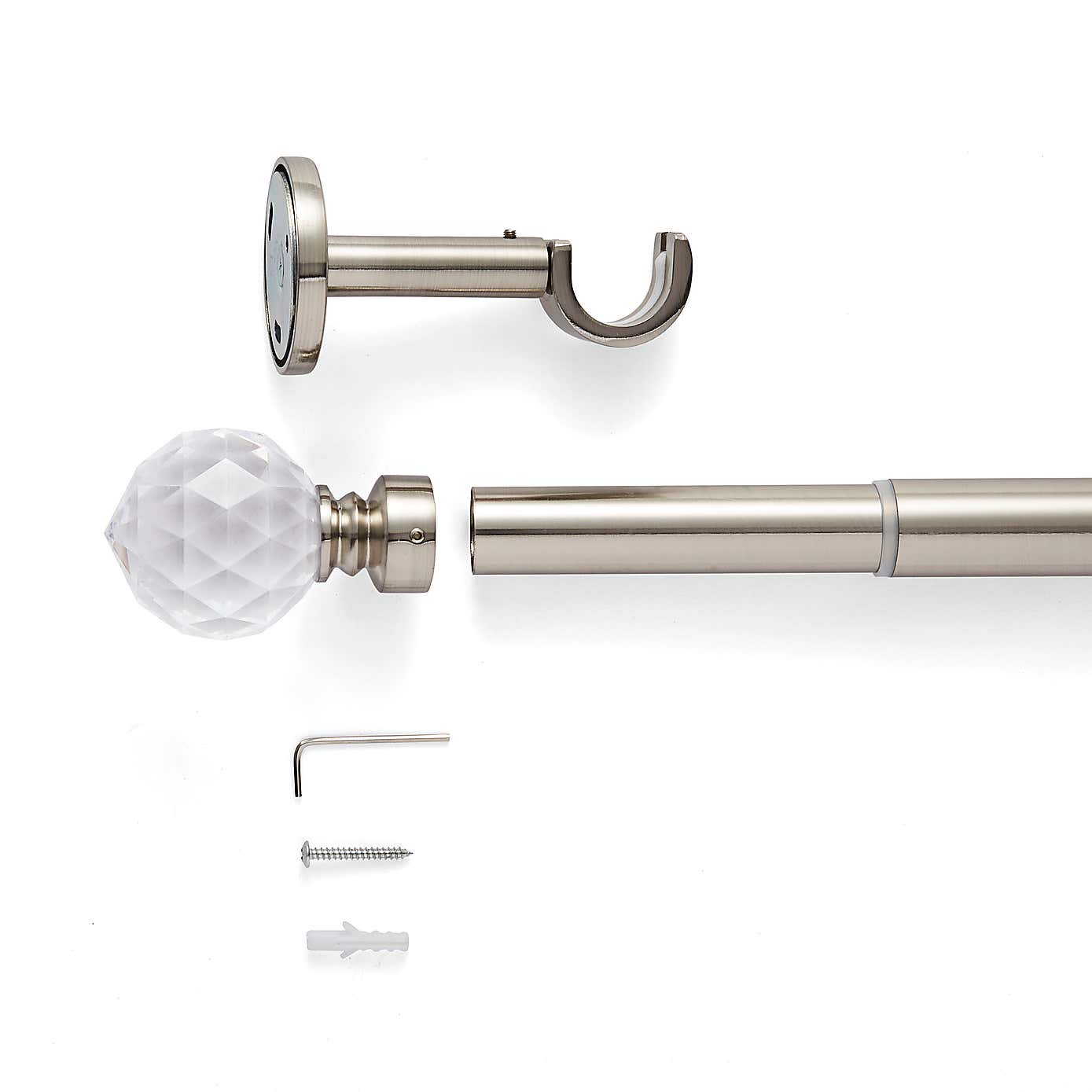 Faceted Ball Extendable Metal Eyelet Curtain Pole