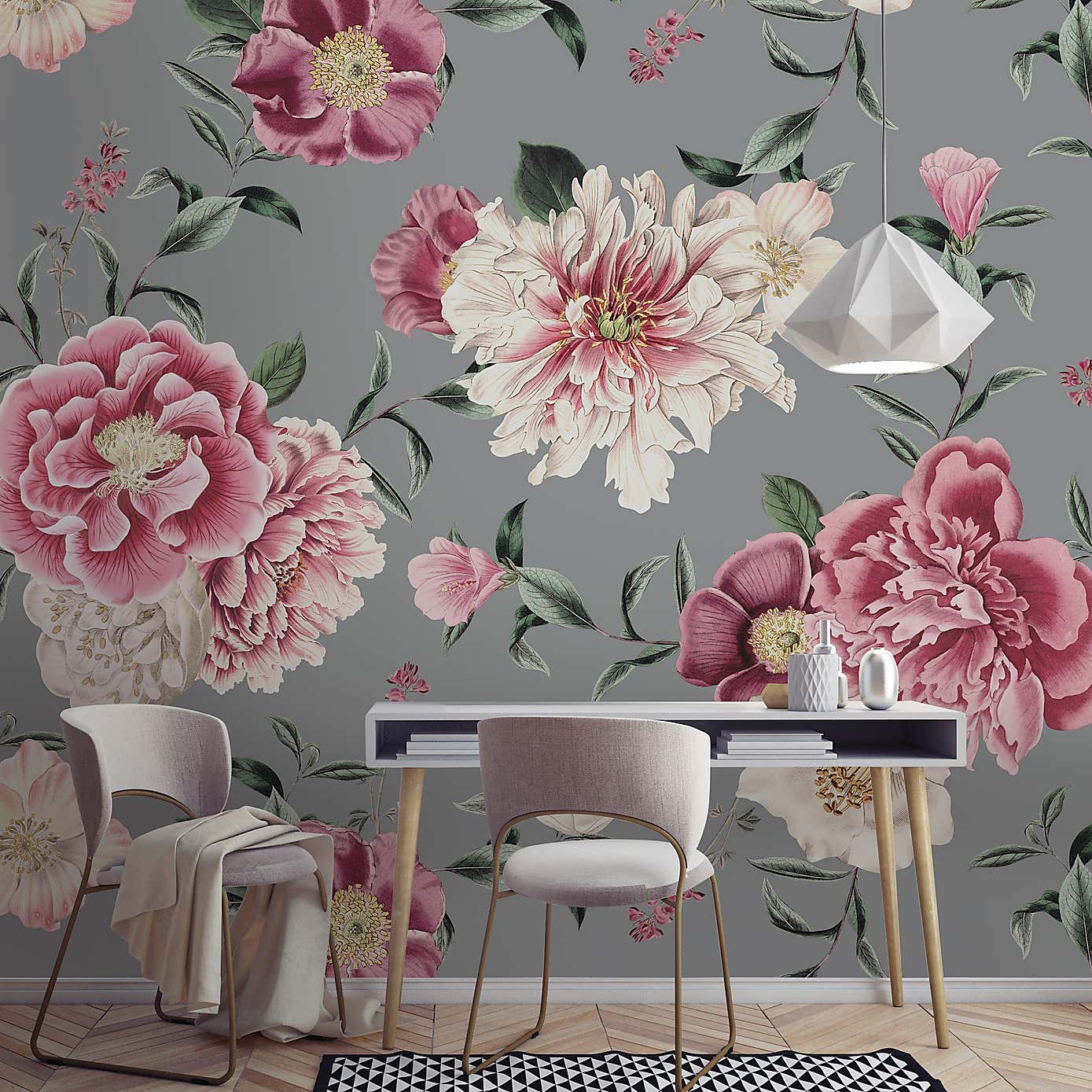 Vintage Floral Natural Mural