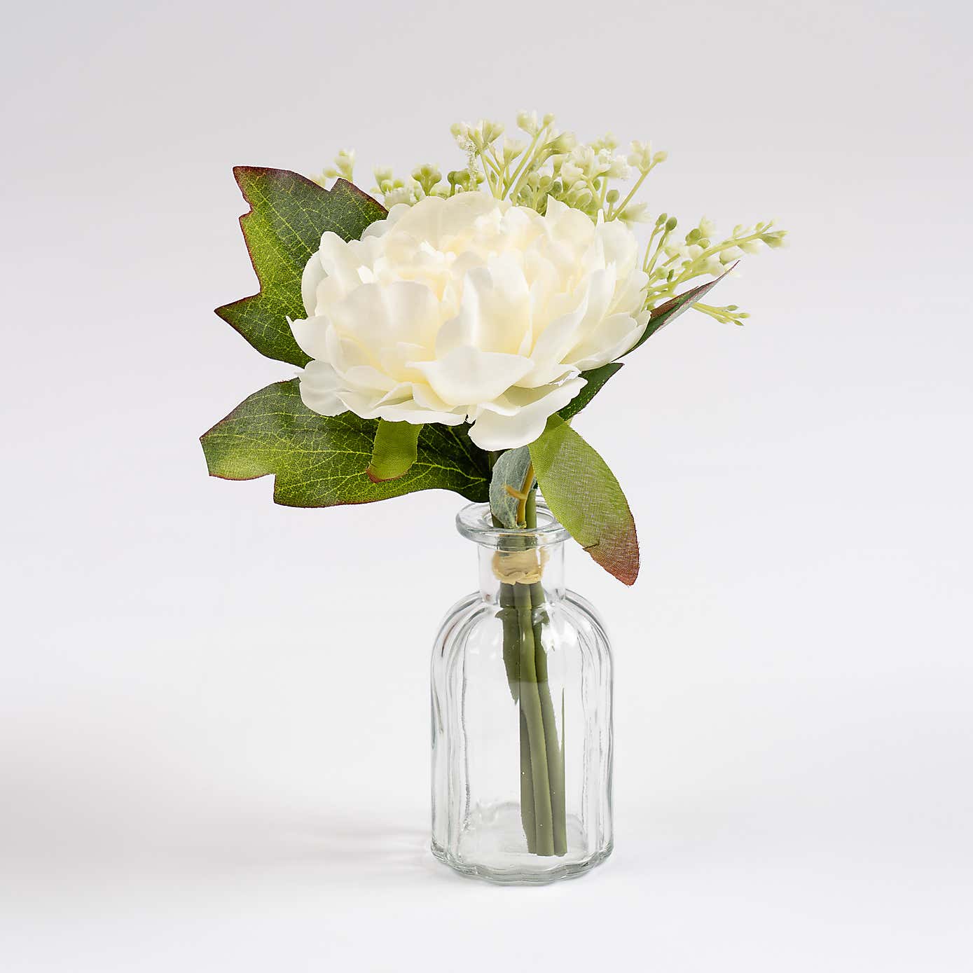 Set of 6 Artificial Posies in Glass Vases