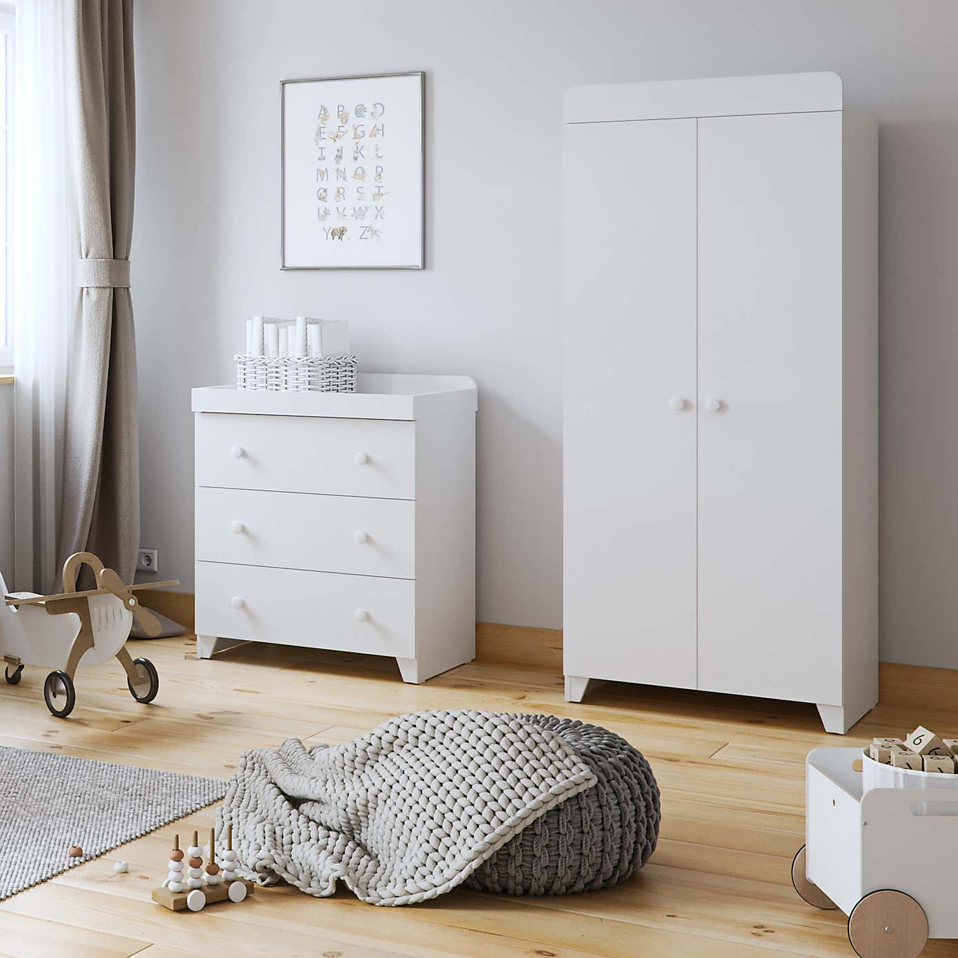 Little Acorns Classic 3 Drawer Chest and Wardrobe Nursery Set