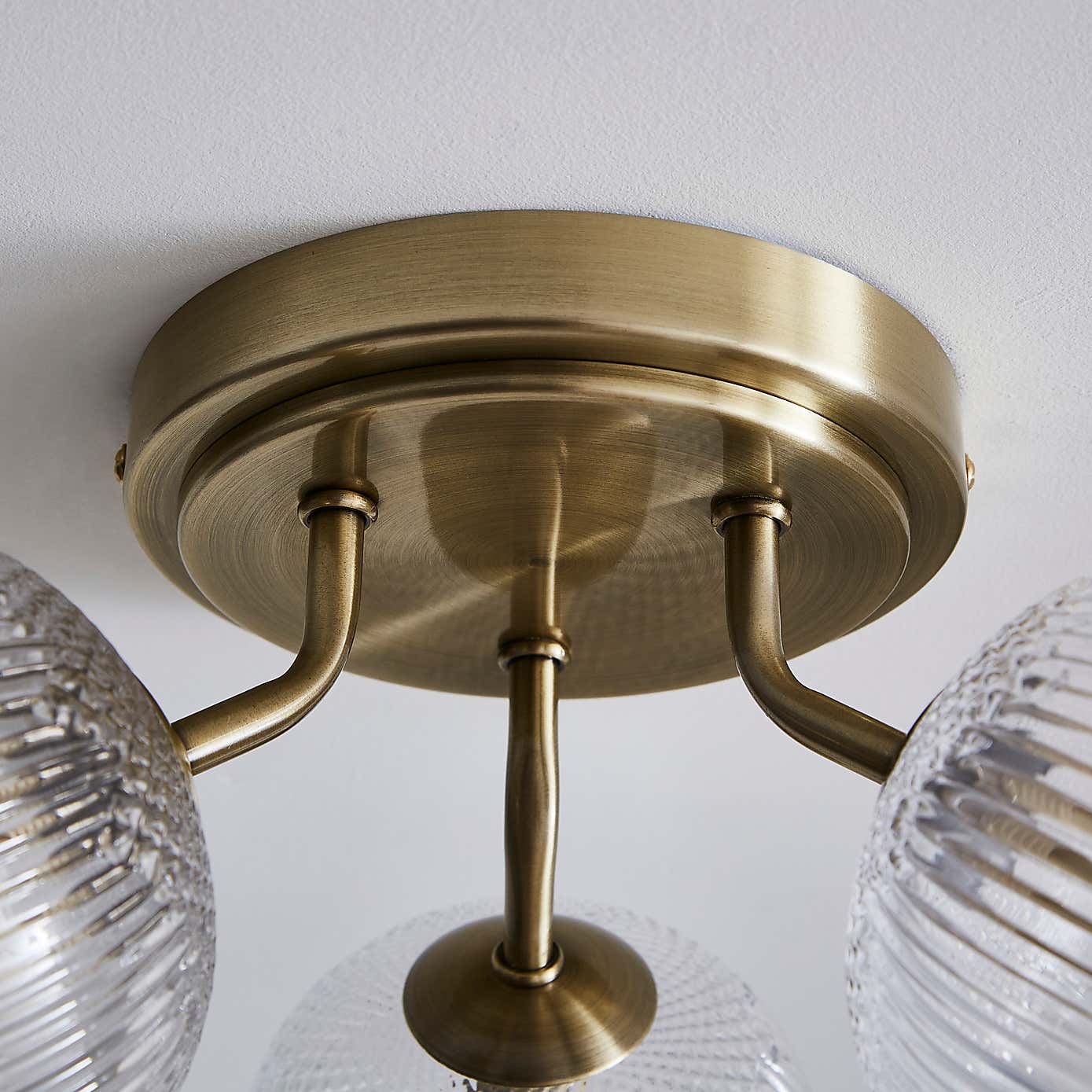 Cassia Ribbed 3 Light Semi Flush Ceiling Light