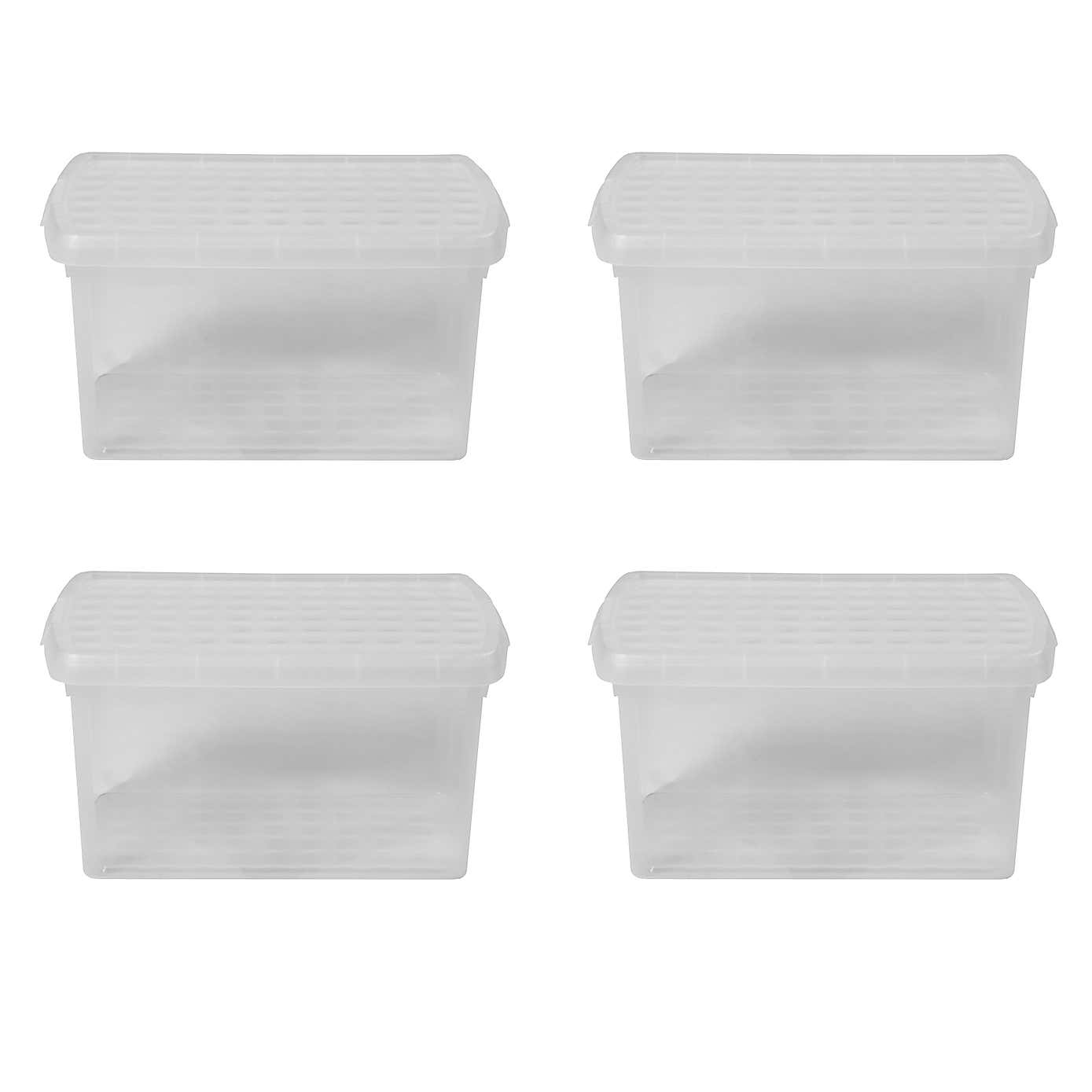 Wham Clip Pack of 4 Rectangle Storage Boxes With Lids
