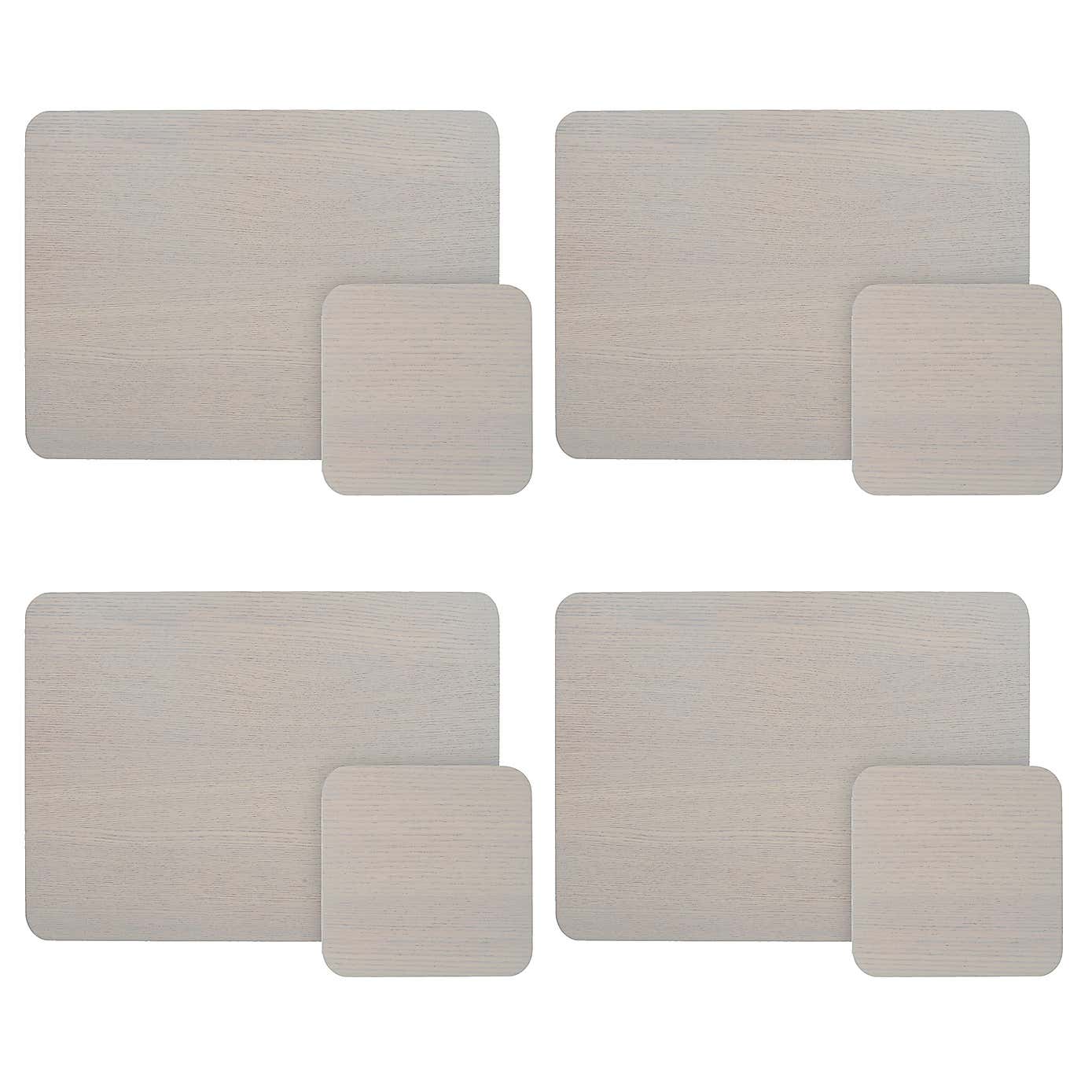 Set of 4 Brown Ash Placemats and Coasters