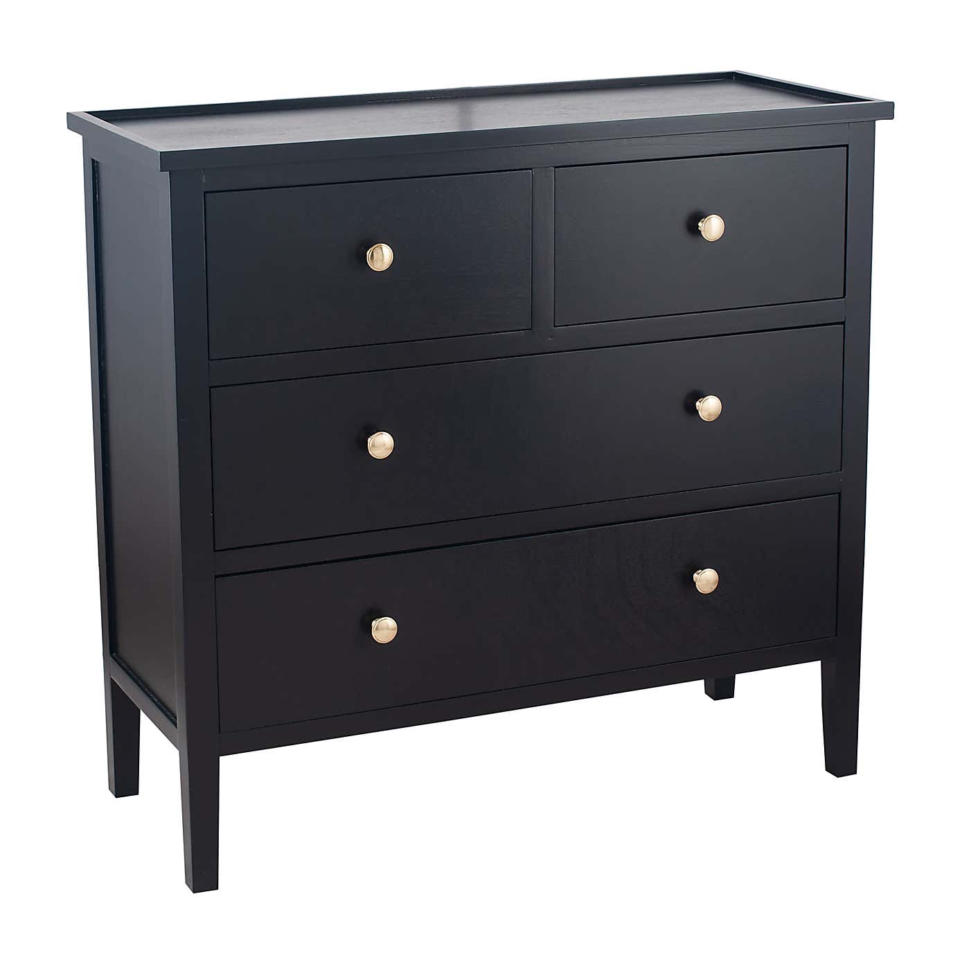 Pacific Chelmsford 4 Drawer Chest, Black Painted Pine
