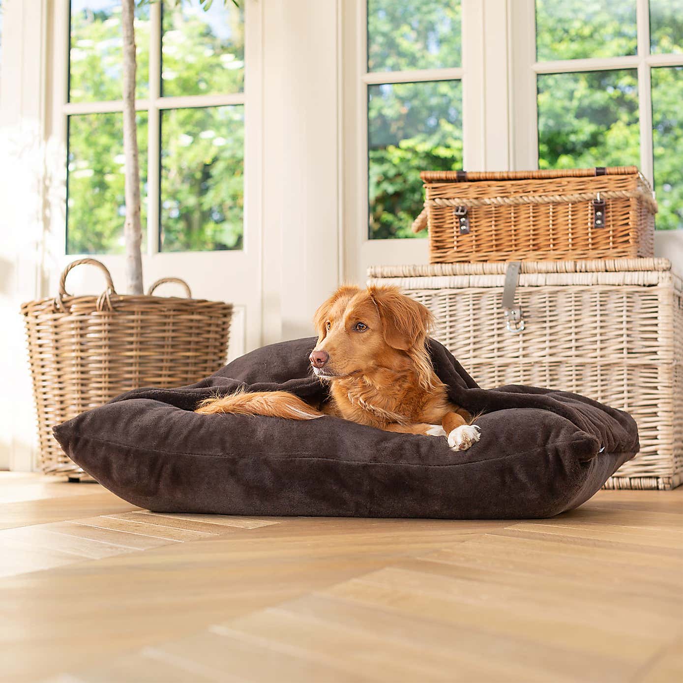 Lords and Labradors Faux Fur Sleepy Burrow Dog Bed