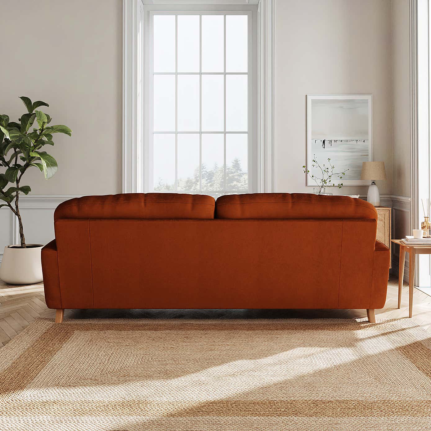 Martha Matte Plush Velvet 4 Seater Sofa