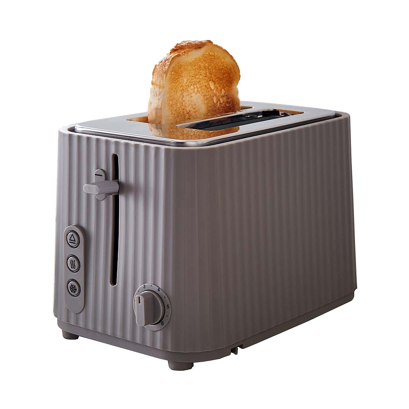 Textured Ribbed Plastic 2-Slice Toaster
