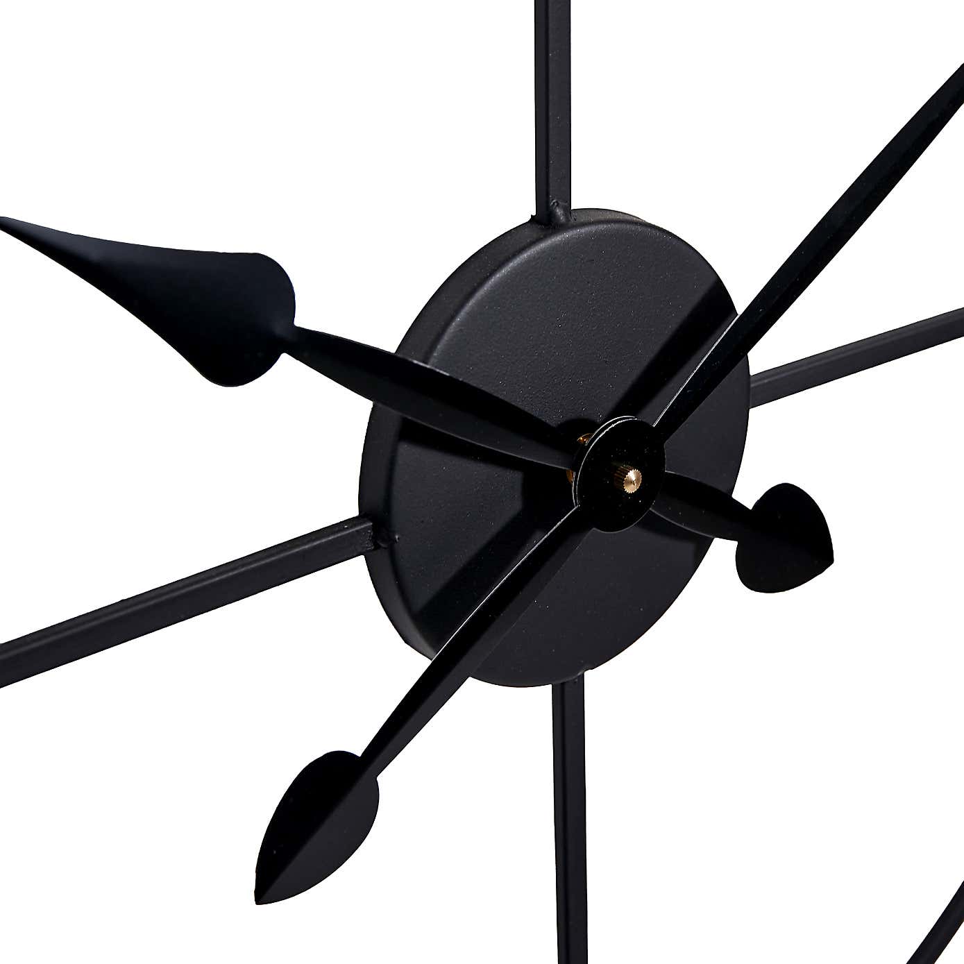 Black Metal Skeleton Wall Clock 80cm