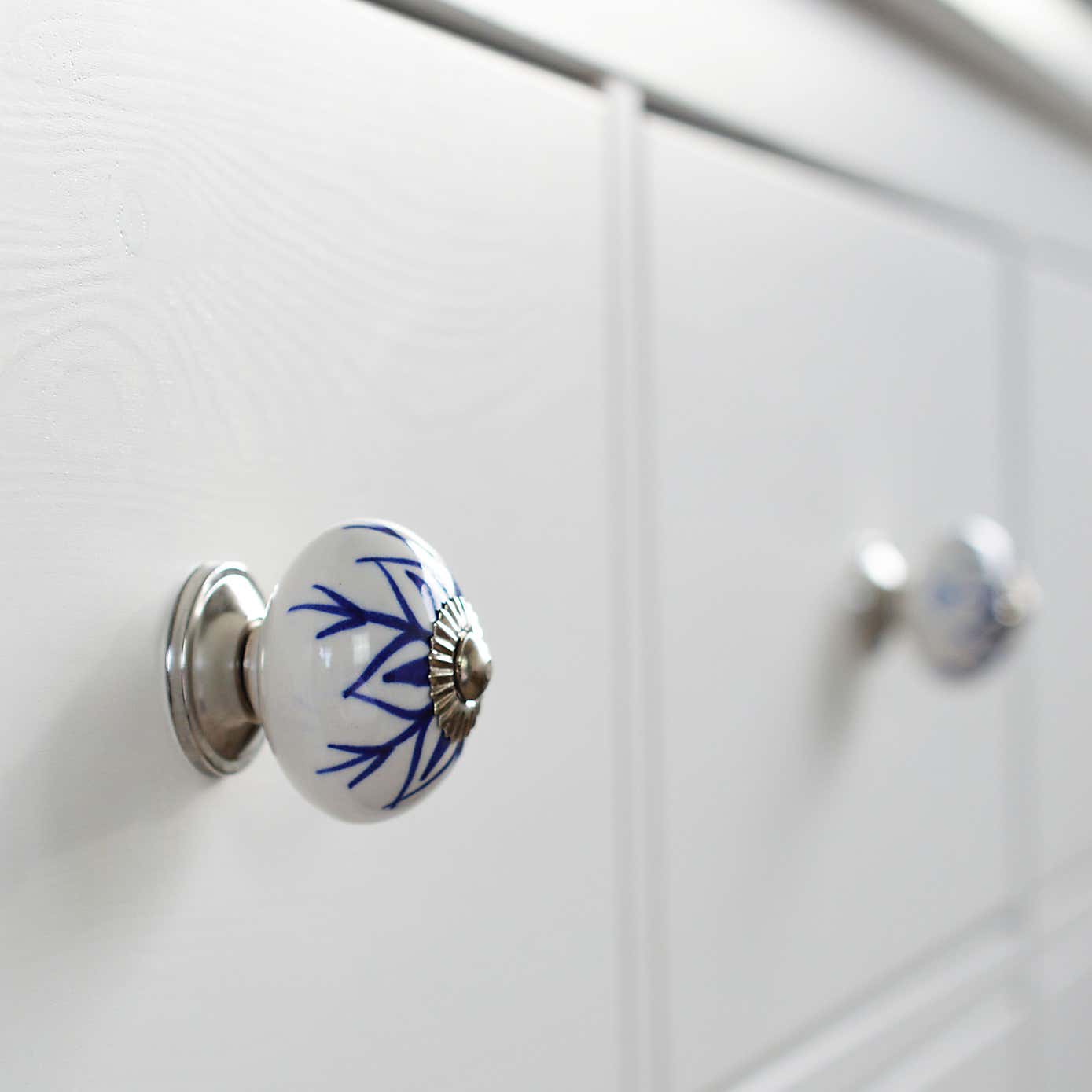 Set of 6 Nicola Spring Navy Flower Round Drawer Knobs