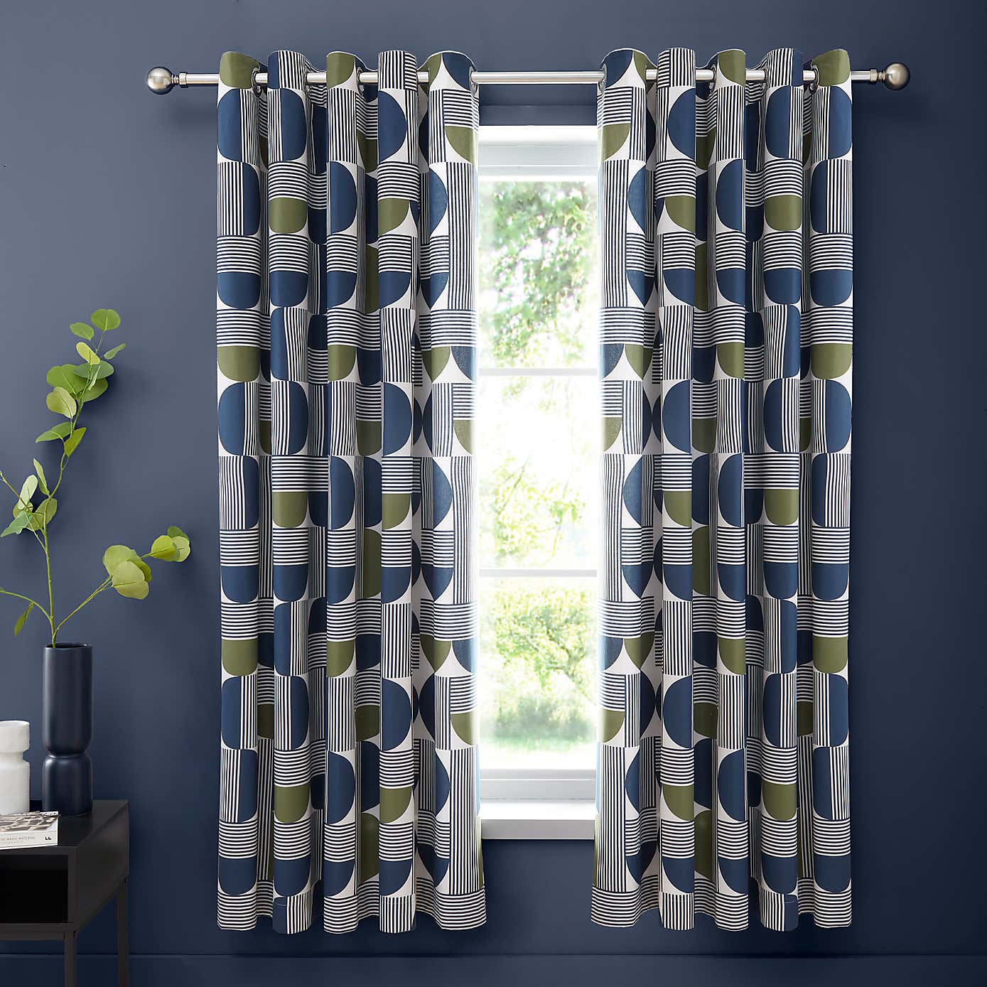 Bromley Modern Geo Eyelet Curtains