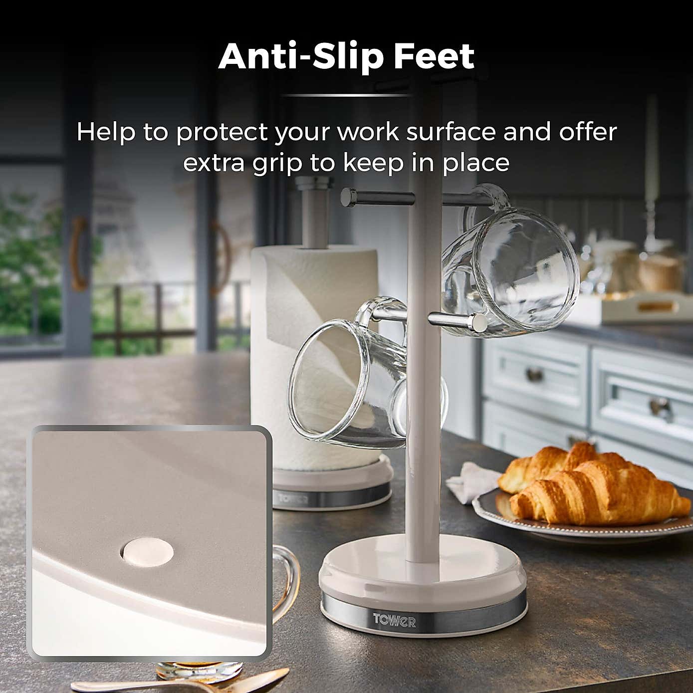 Tower Belle Mug Tree and Kitchen Roll Holder Set