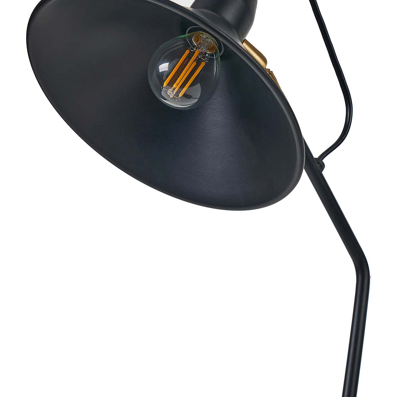 Canton Matt Black and Brass Metal Cone Floor Lamp