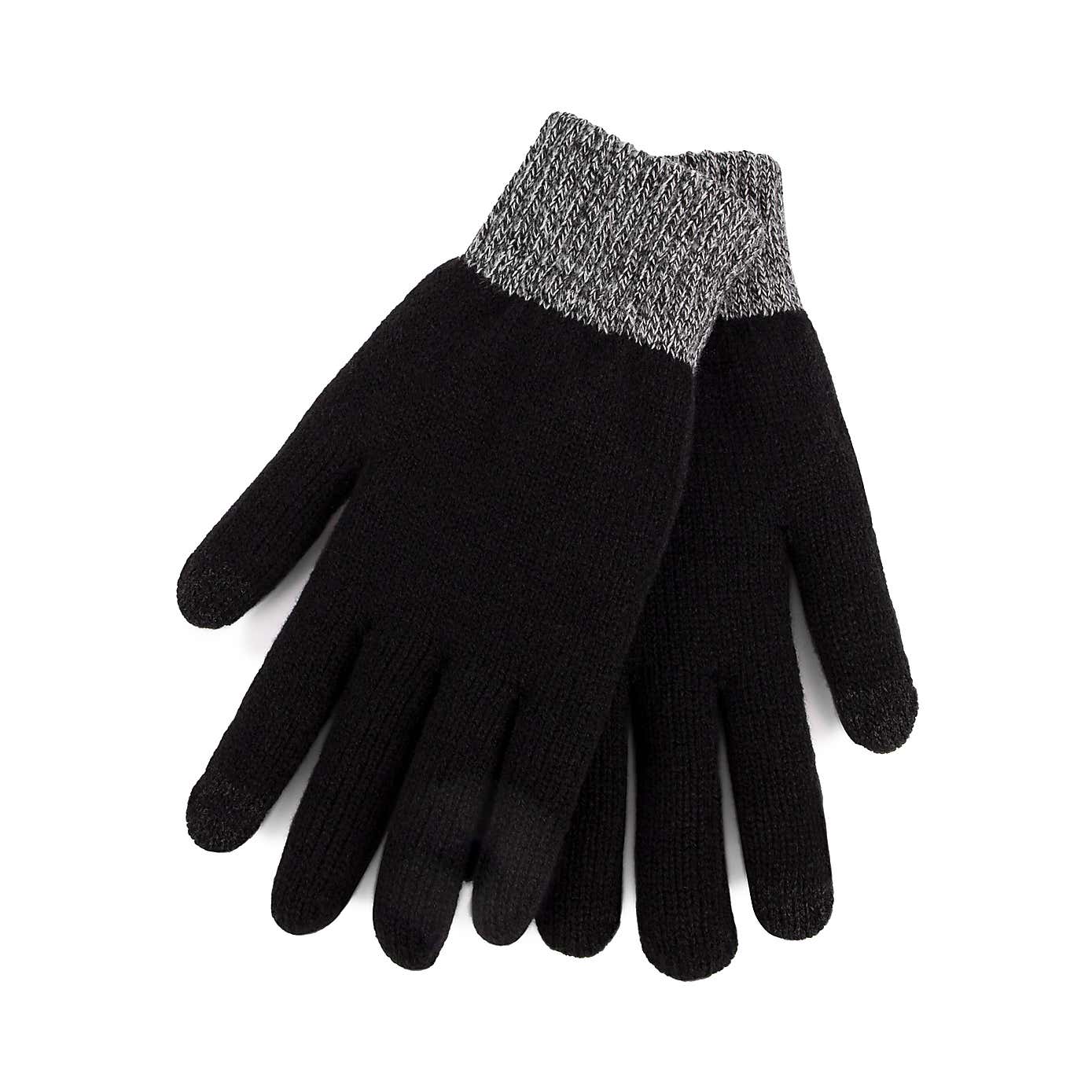 totes Stretch Knitted Black SmarTouch Gloves With Brushed Inner