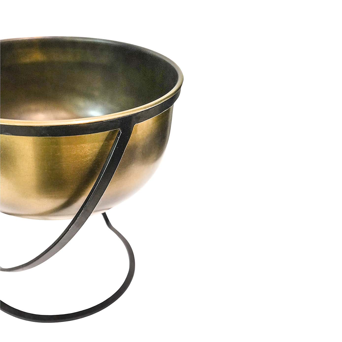 Kensington Wide Brass Metal Round Plant Pot With Stand