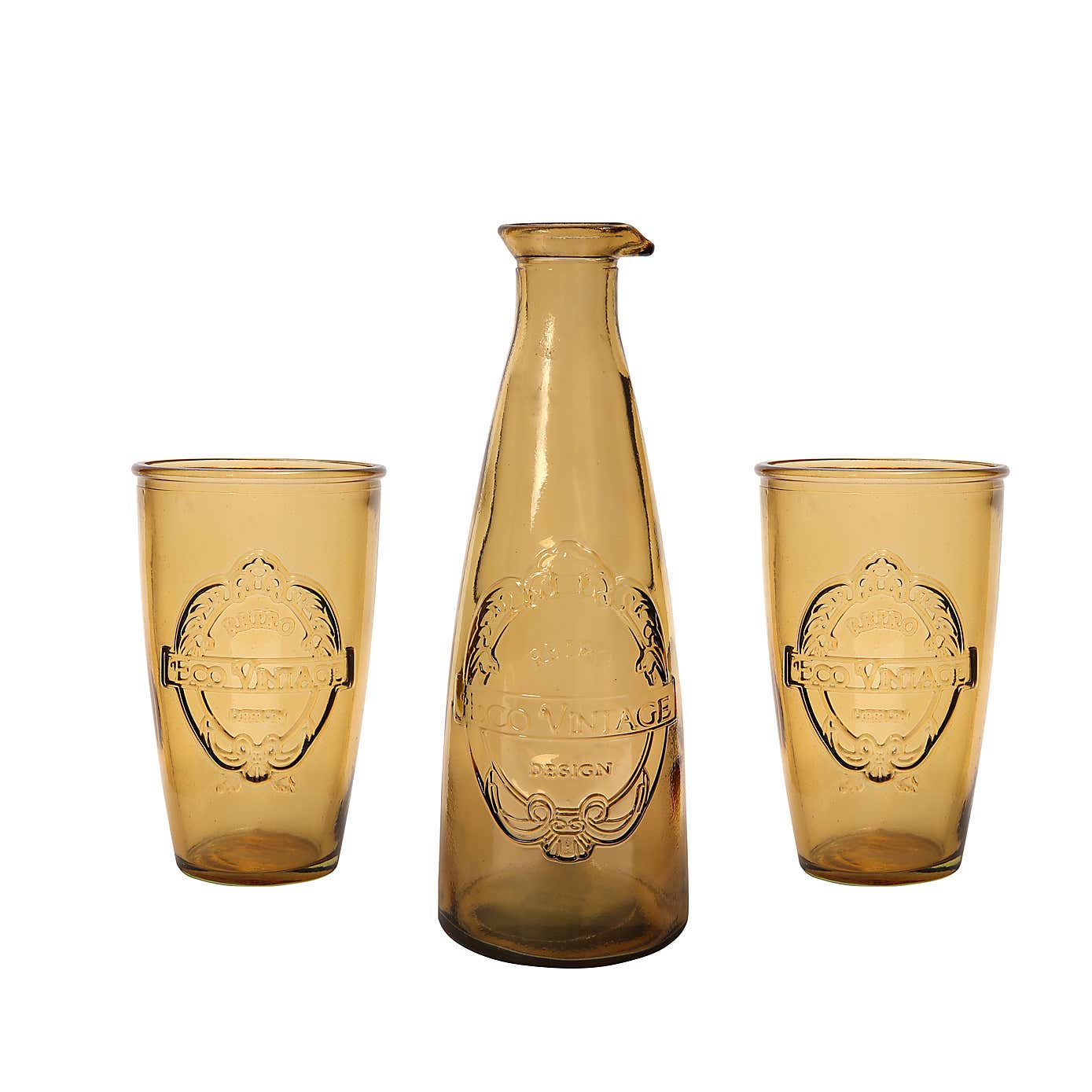 Dexam Sintra Recycled Glass Carafe with Set of 2 Tumblers