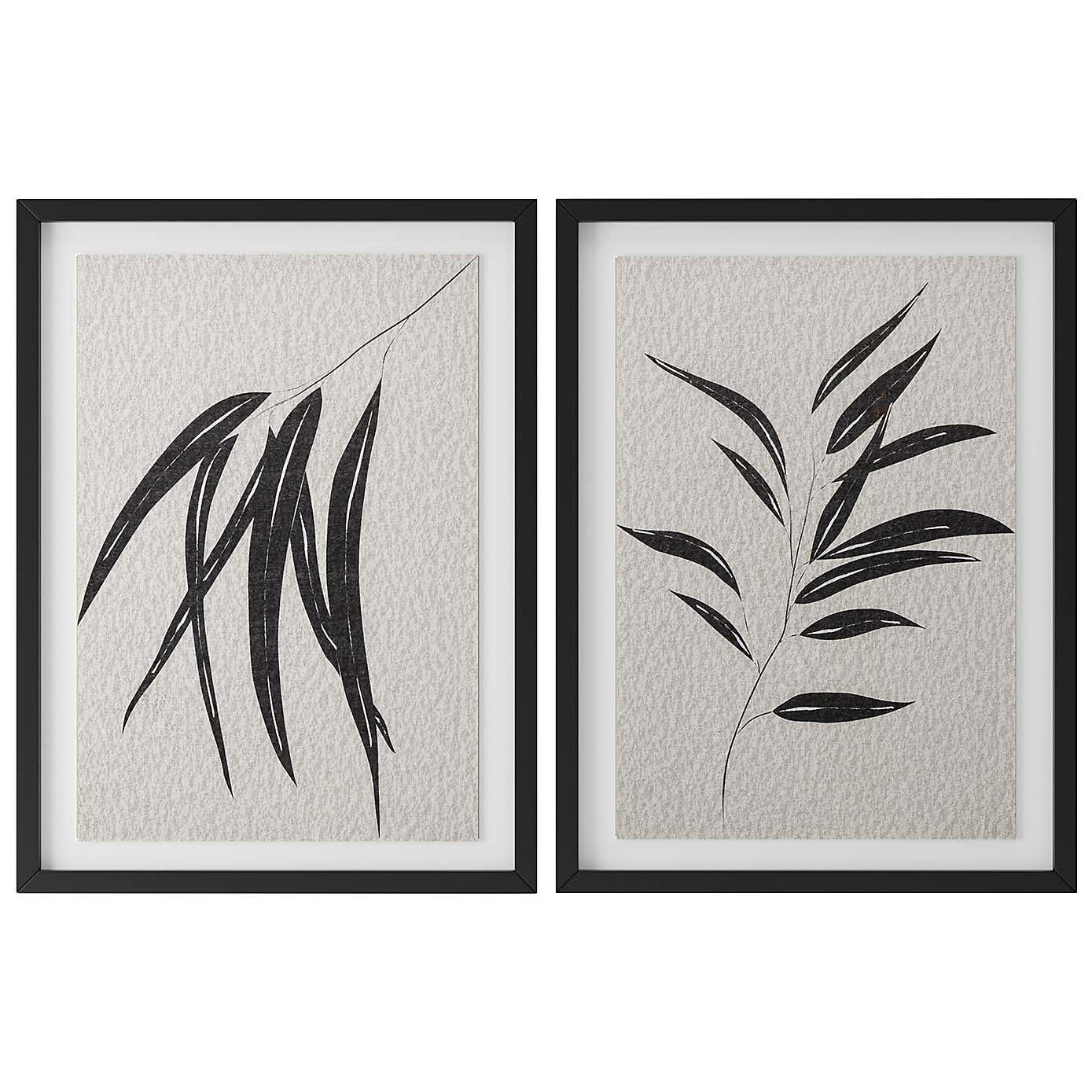 Set of 2 Leaf Prints on Linen